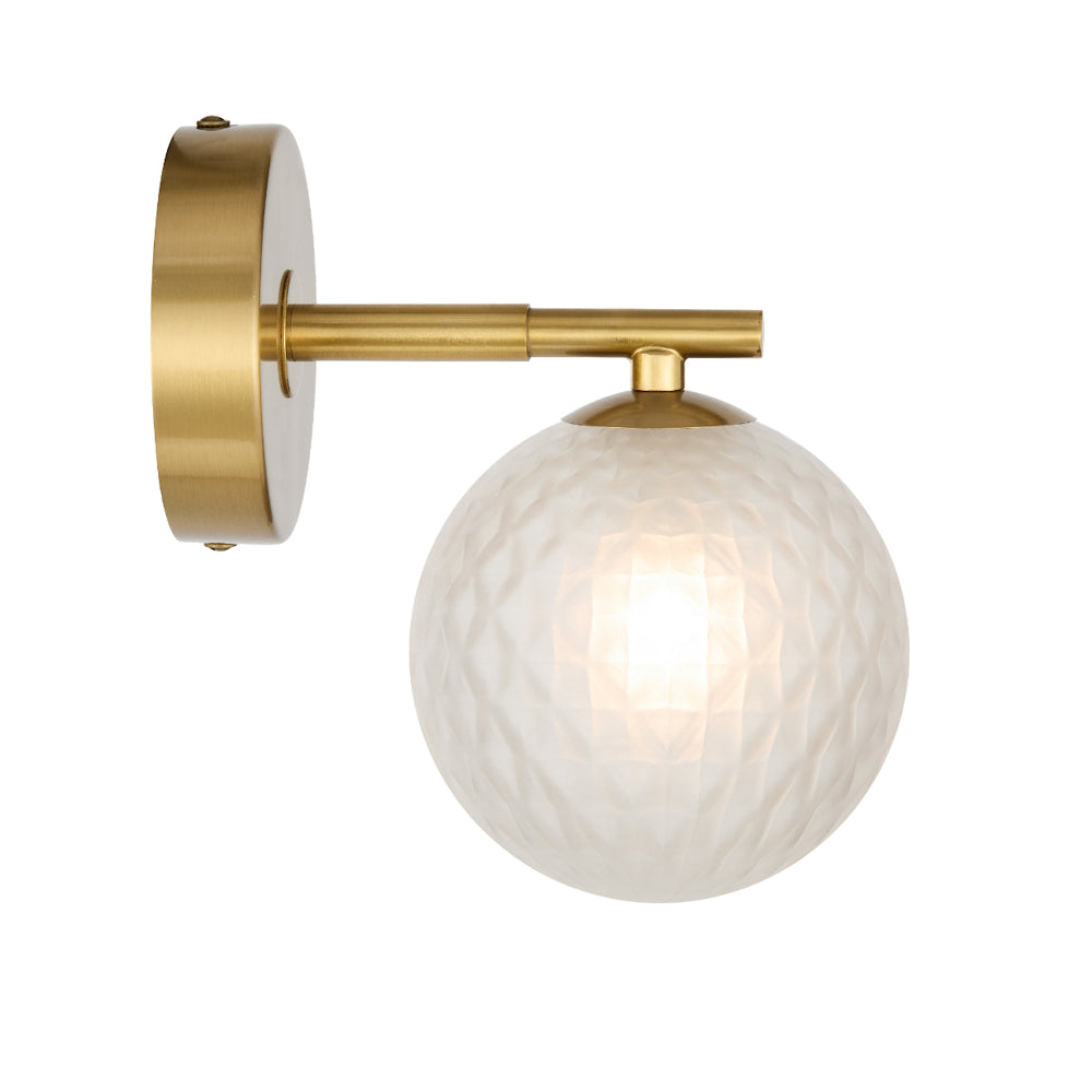 Felton Antique Gold 1 Light Wall Light - Choice of 6 Glasses