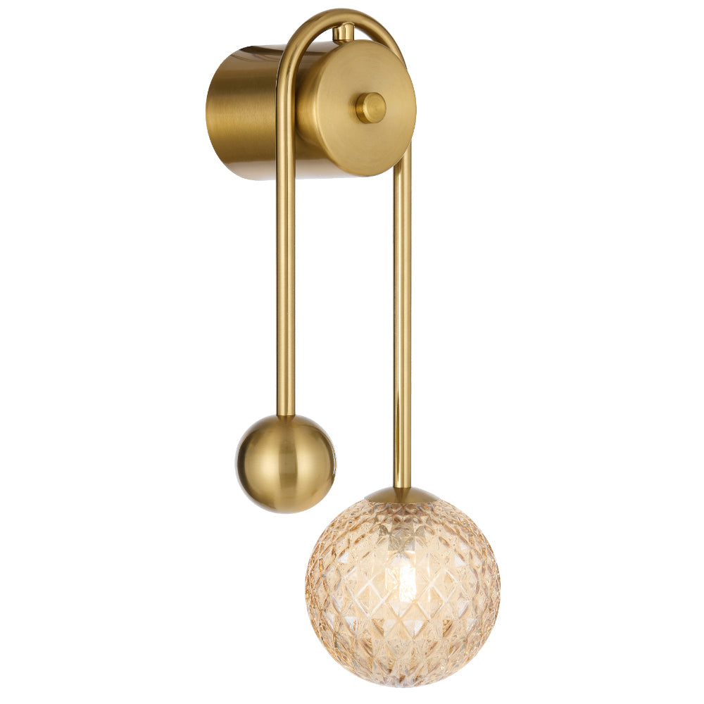 Felton Antique Gold Arm Wall Light - Choice of 6 Glasses