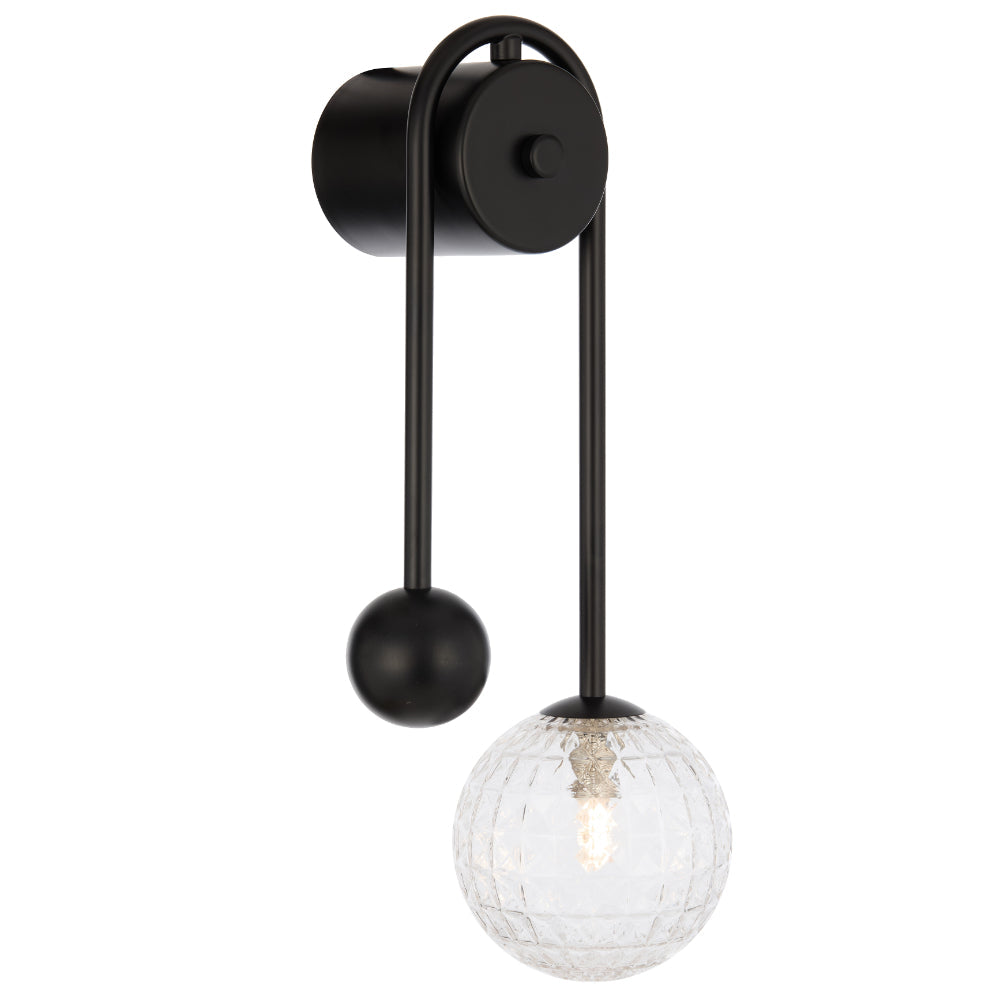 Felton Matt Black Arm Wall Light - Choice of 6 Glasses