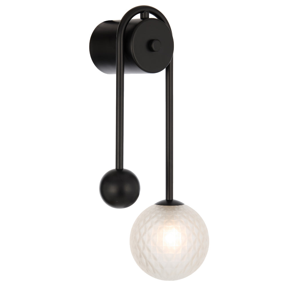 Felton Matt Black Arm Wall Light - Choice of 6 Glasses