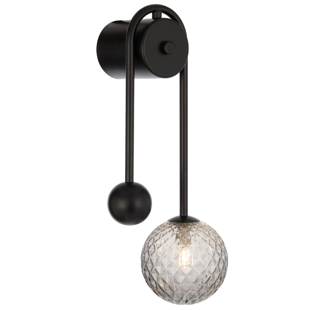 Felton Matt Black Arm Wall Light - Choice of 6 Glasses