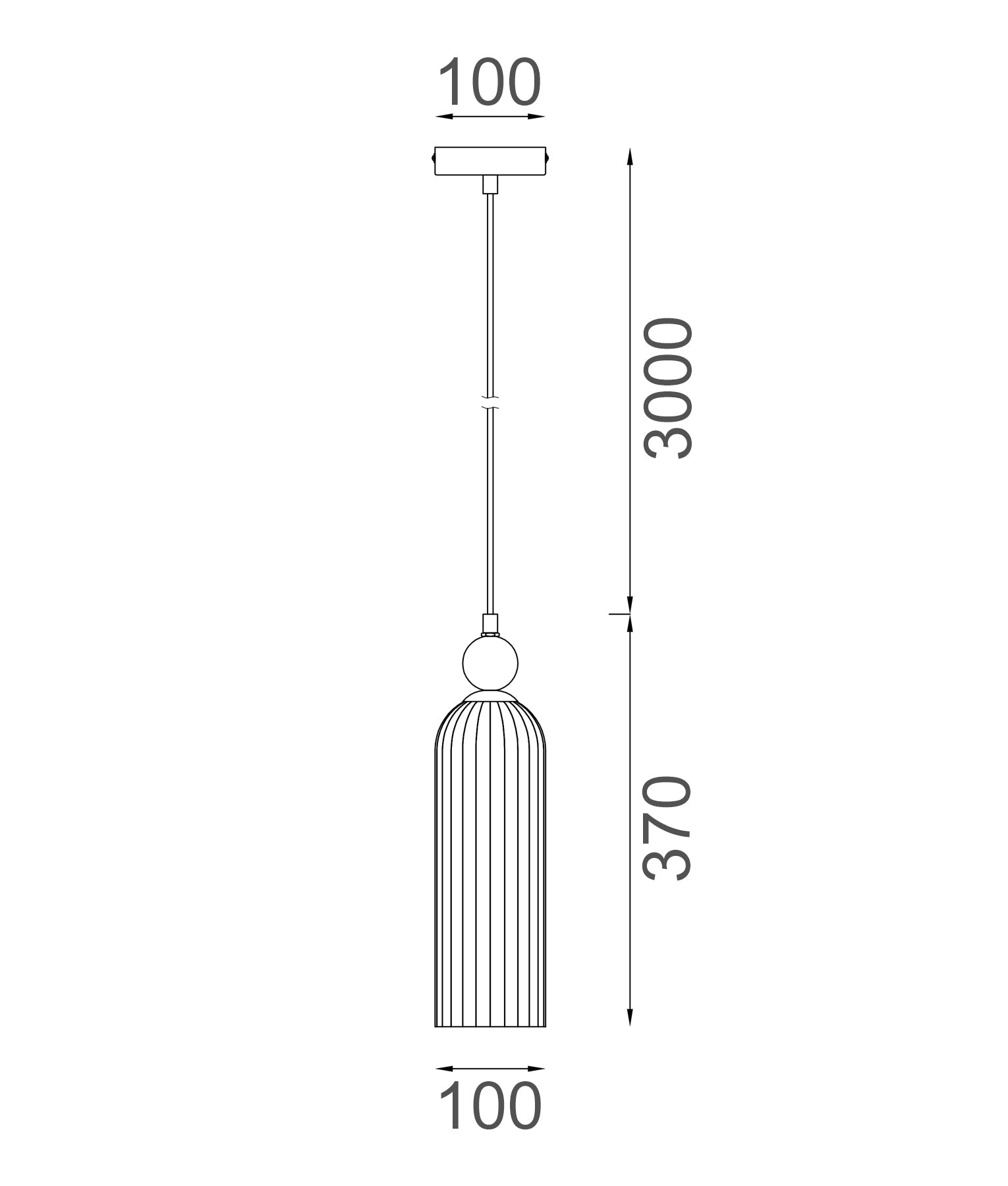 FLAUTA: Interior Round Top Cylinder Ribbed Pendant Lights