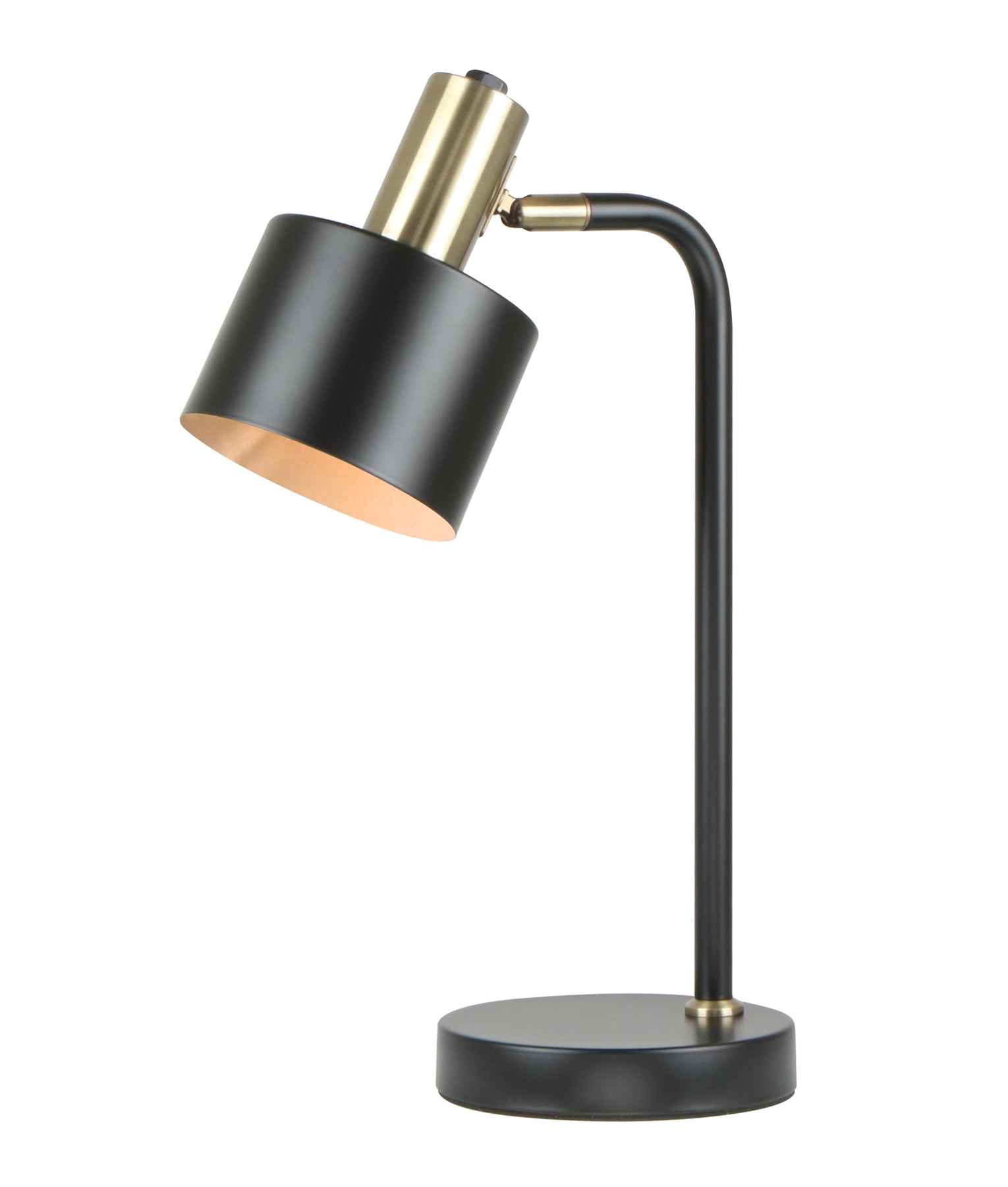 FLOTAR: Interior Cylinder Iron Shade with Antique Brass Highlight Table Lamps