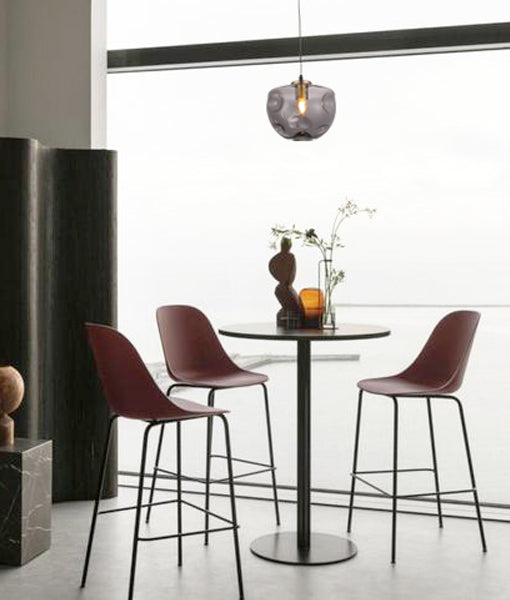 FOSSETTE: Interior Dimpled Smokey Black Mirror Finish Glass Pendant Light