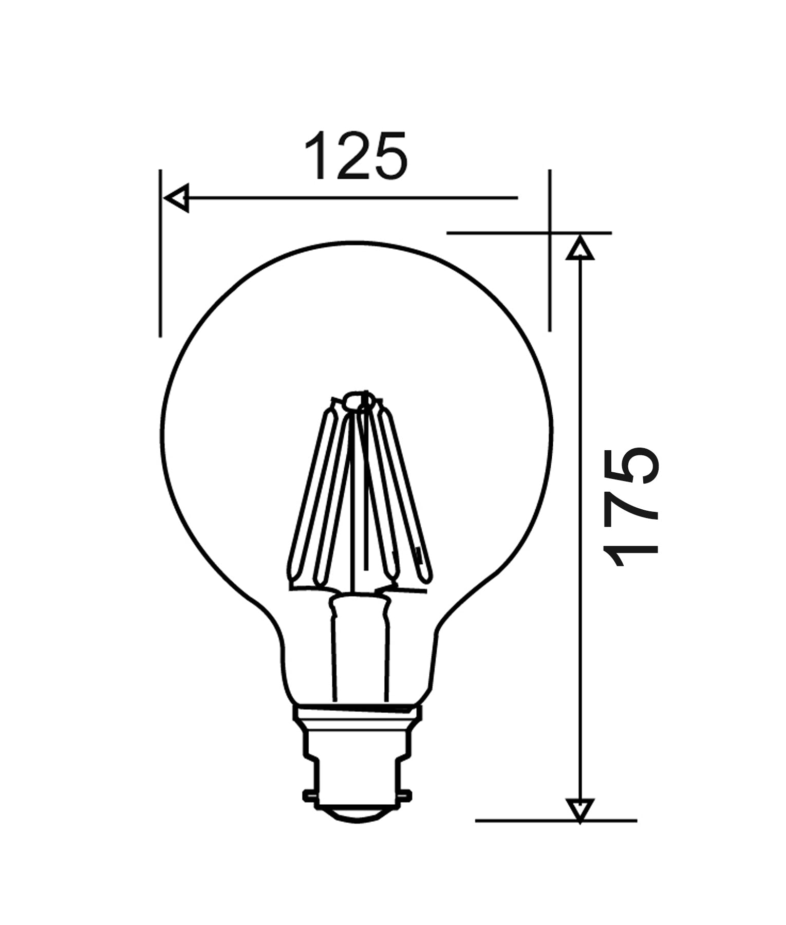 G125 LED Filament Dimmable Globes Frosted Diffuser (8W)