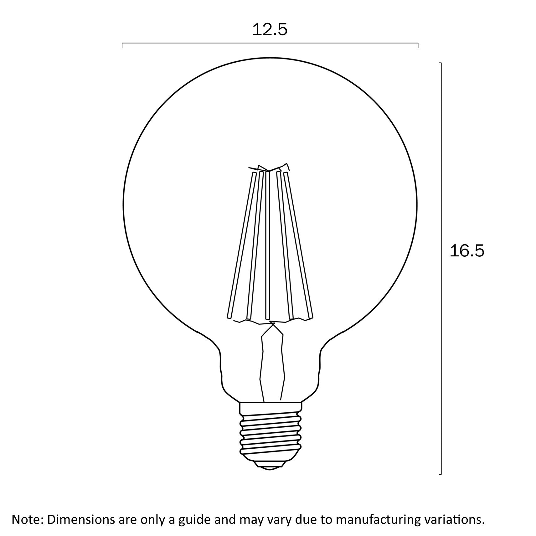 G125 8W E27 5000K or 3000K Clear LED Globe Dimmable