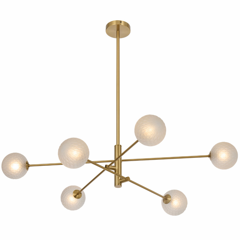 Gaston Antique Gold 6 Light Pendant with Choice of 6 Glass Colours and Textures