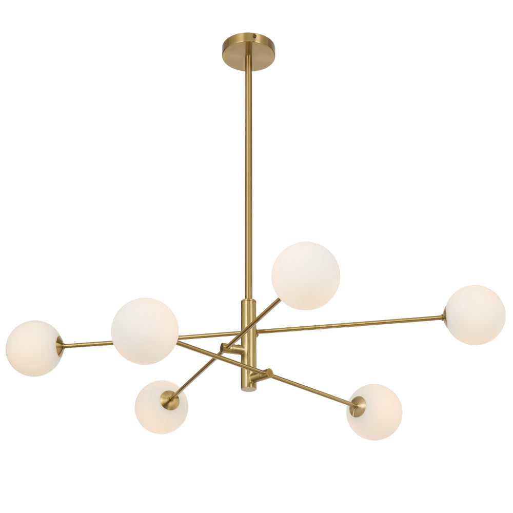 Gaston Antique Gold 6 Light Pendant with Choice of 6 Glass Colours and Textures