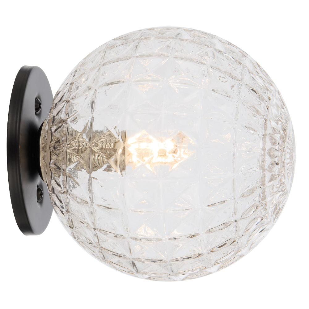 Gaston Black Wall Light with Choice of 6 Glass Colours and Textures