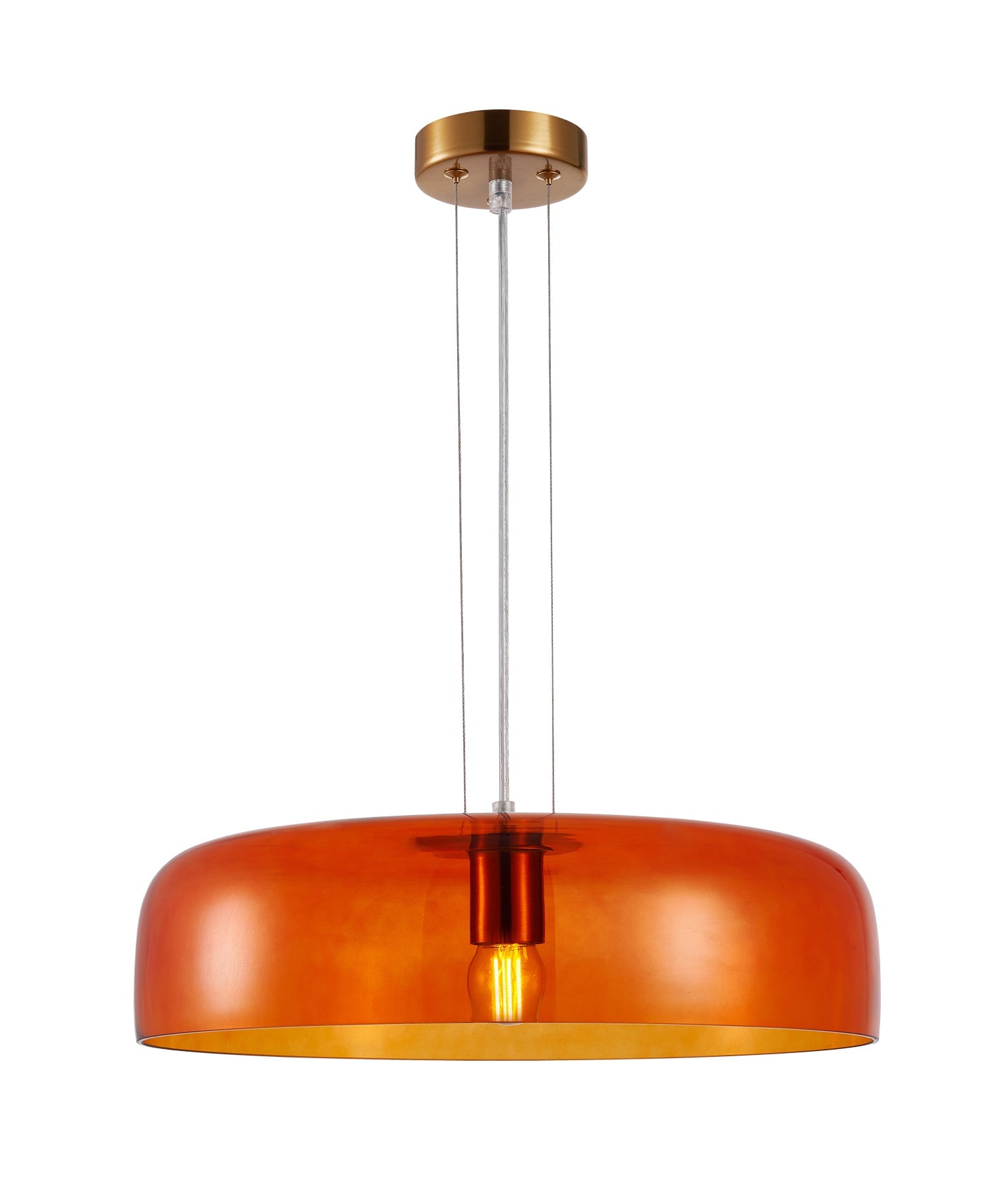 GELATINA: Interior Dome Glass with Brass Highlight Pendant Lights