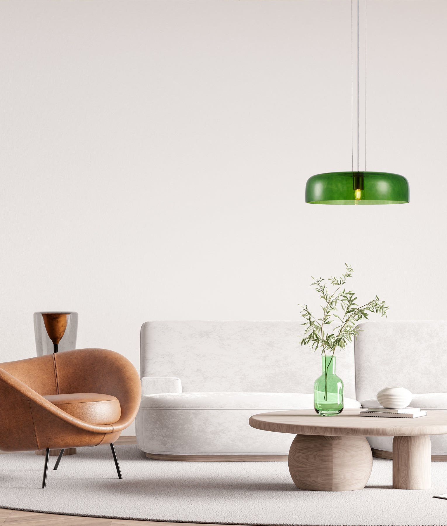 GELATINA: Interior Dome Glass with Brass Highlight Pendant Lights