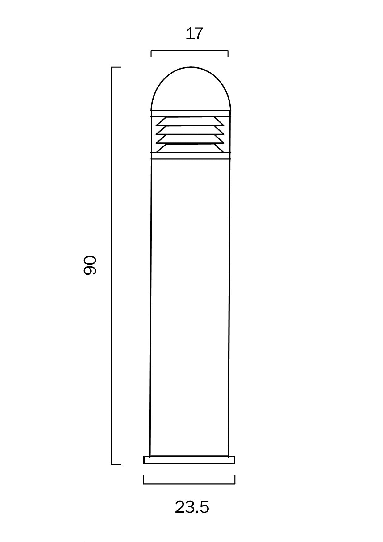 Harbor Black IP65 90cm Louvred Bollard Light