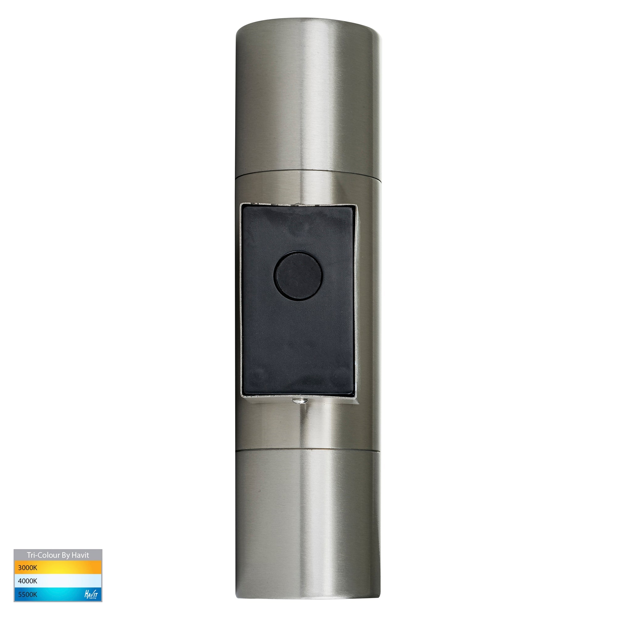 HV1071T - Piaz Stainless Steel TRI Colour Up & Down Wall Pillar Lights
