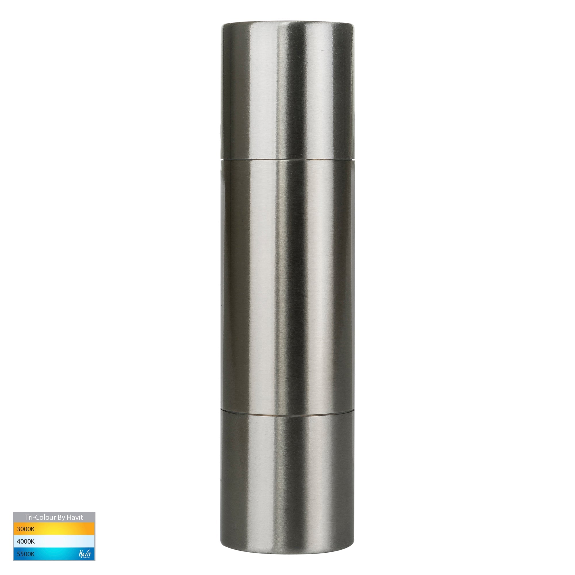 HV1071T - Piaz Stainless Steel TRI Colour Up & Down Wall Pillar Lights
