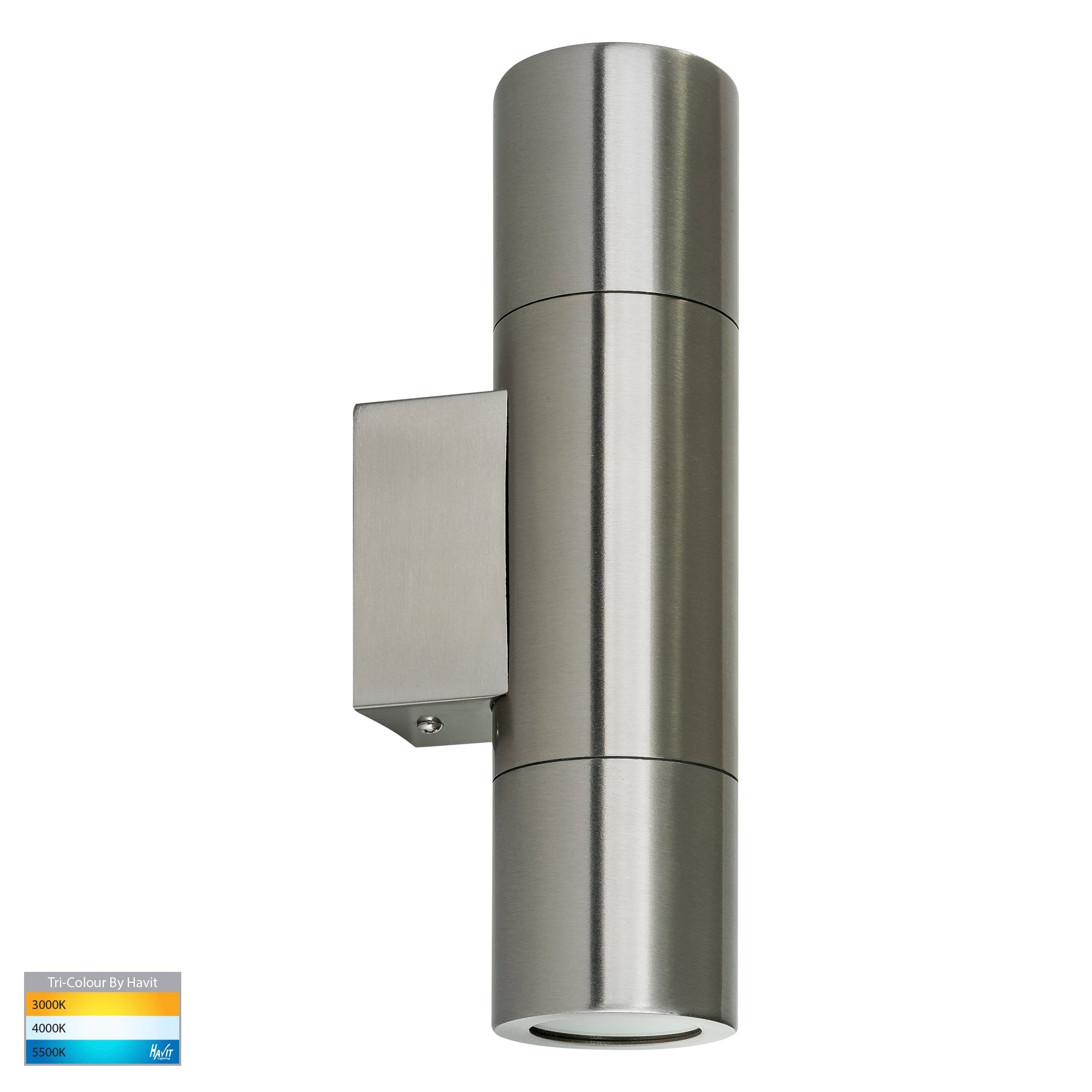 HV1071T - Piaz Stainless Steel TRI Colour Up & Down Wall Pillar Lights