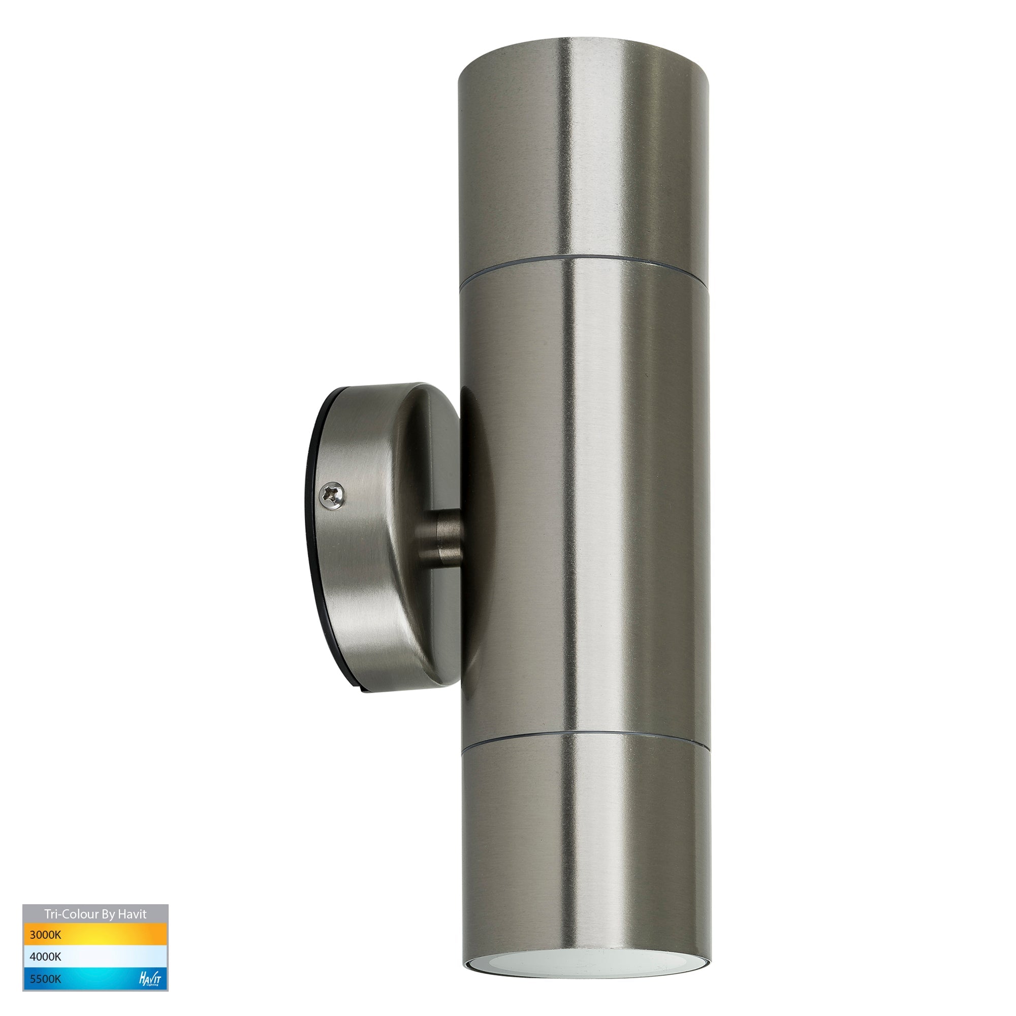HV1072T - Fortis Stainless Steel TRI Colour Up & Down Wall Pillar Lights