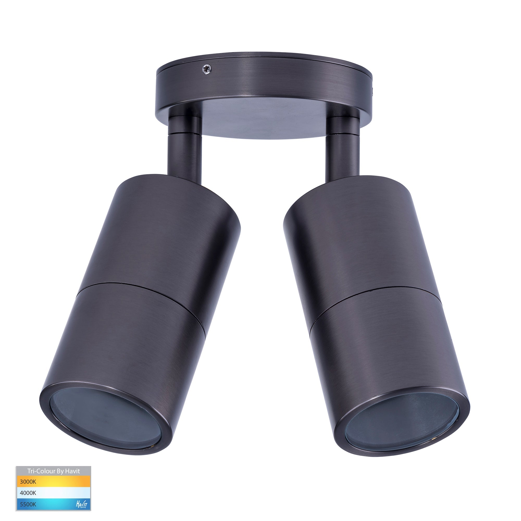 HV1375T-HV1377T - Tivah Solid Brass Graphite Coloured TRI Colour Double Adjustable Wall Pillar Lights