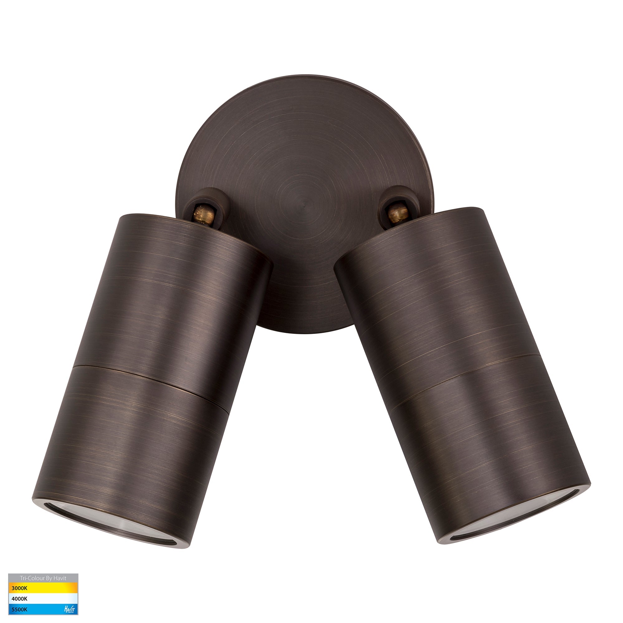 HV1395T-HV1397T - Tivah Antique Brass TRI Colour Double Adjustable Wall Pillar Lights