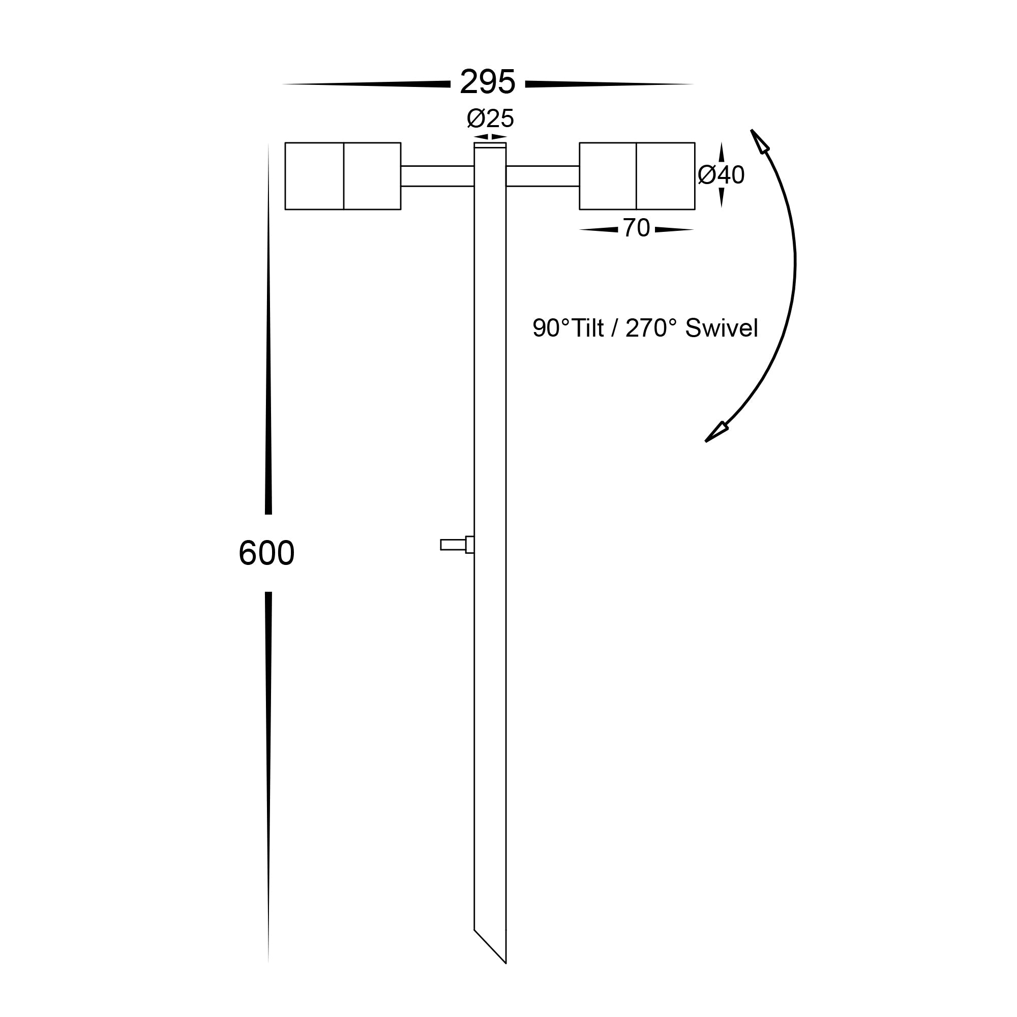 HV1425MR11NW - Mini Tivah Black MR11 Double Adjustable LED Bollard Spike Light