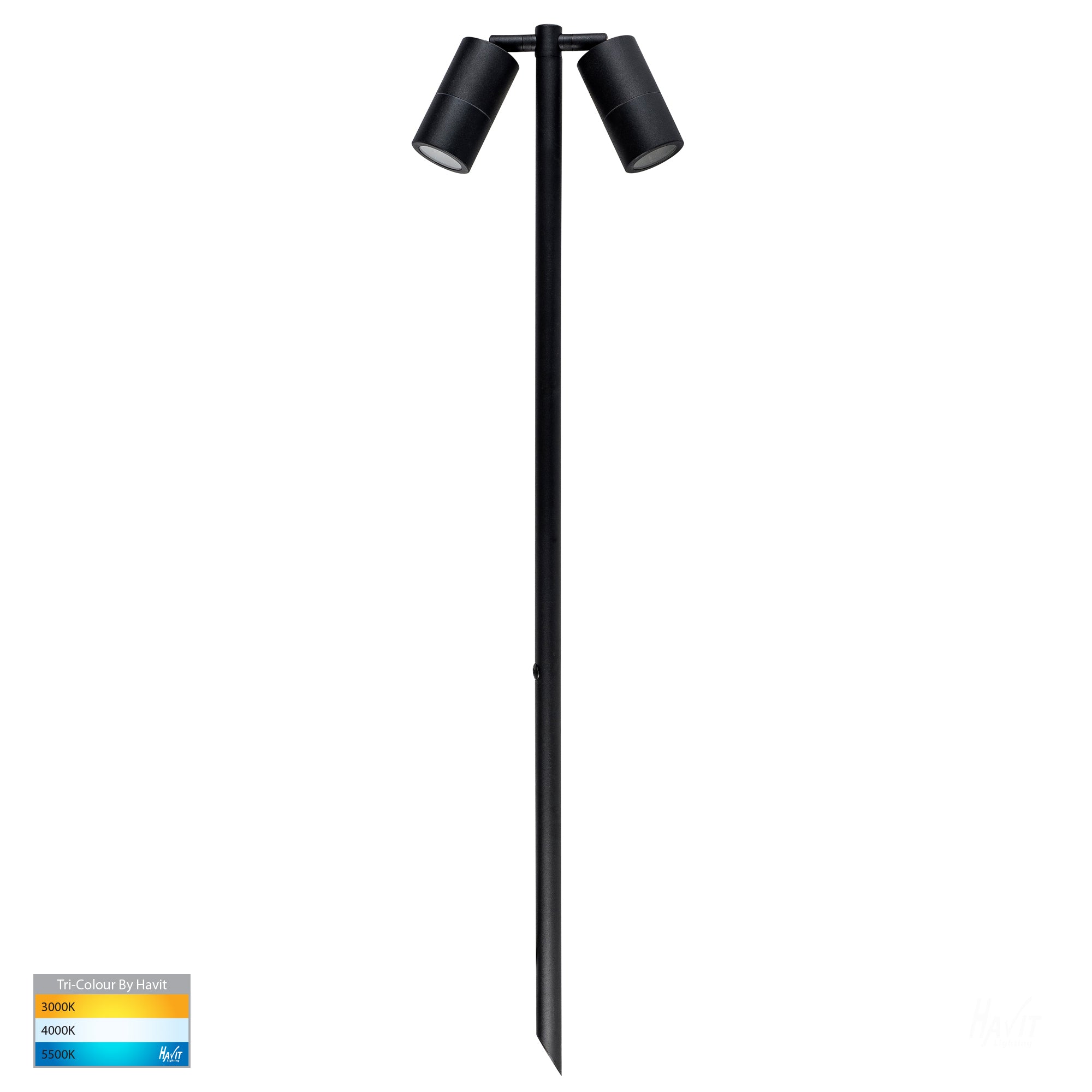 HV1425T - Tivah Black TRI Colour Double Adjustable LED Bollard Spike Light