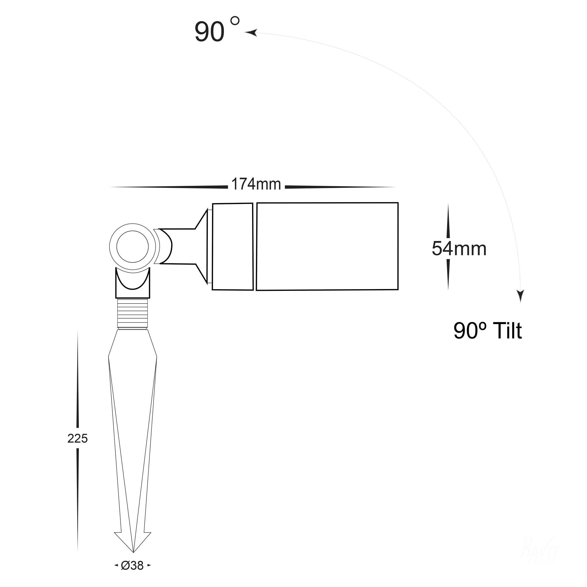 HV1451T - Laiton Antique Brass TRI Colour LED Garden Spike Light