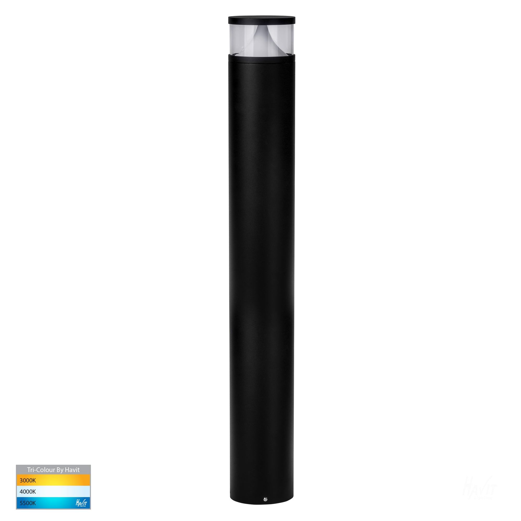 HV1629T-BLK-RND - Divad 1000mm Black LED Bollard Light