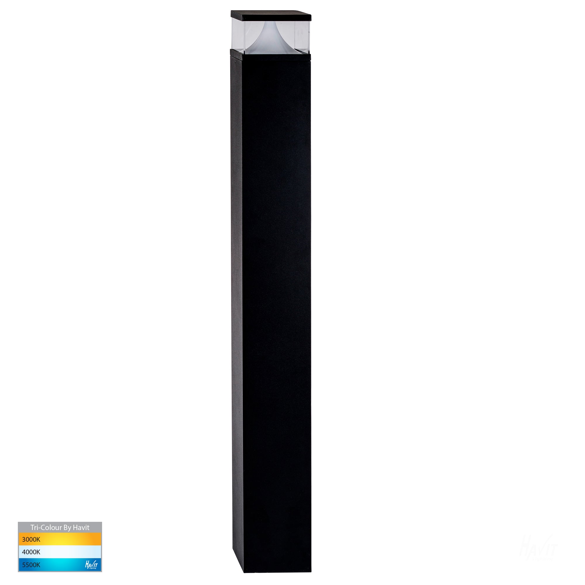 HV1629T-BLK-SQ - Divad 1000mm Black Square LED Bollard Light