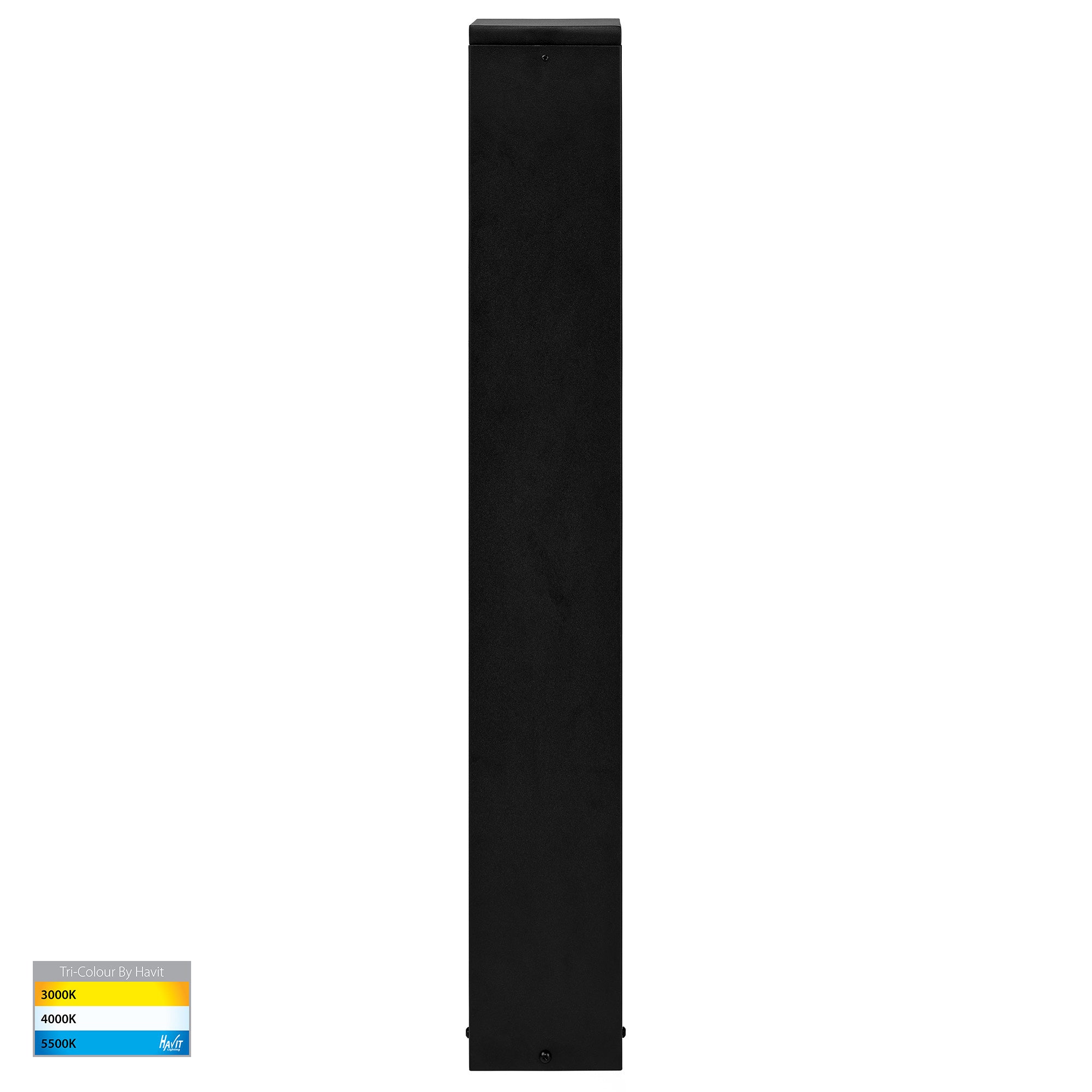 HV1631T-BLK-240V-SQ | HV1631T-BLK-24V-SQ - Fedor Square Aluminium Black Tri Colour LED Bollard Light
