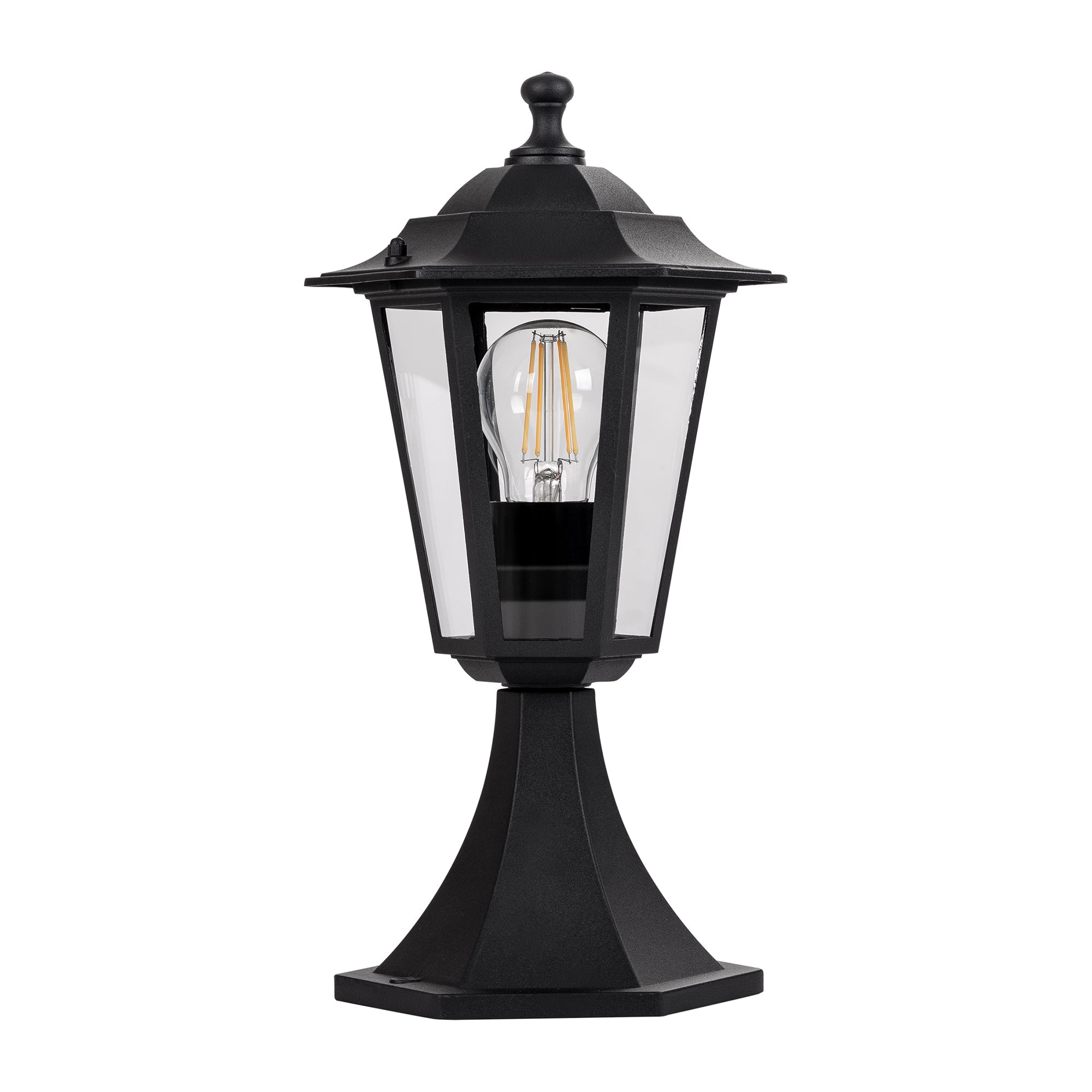 HV1652W-BLK - Fibra Aluminium Black 6 Panel Pillar Light