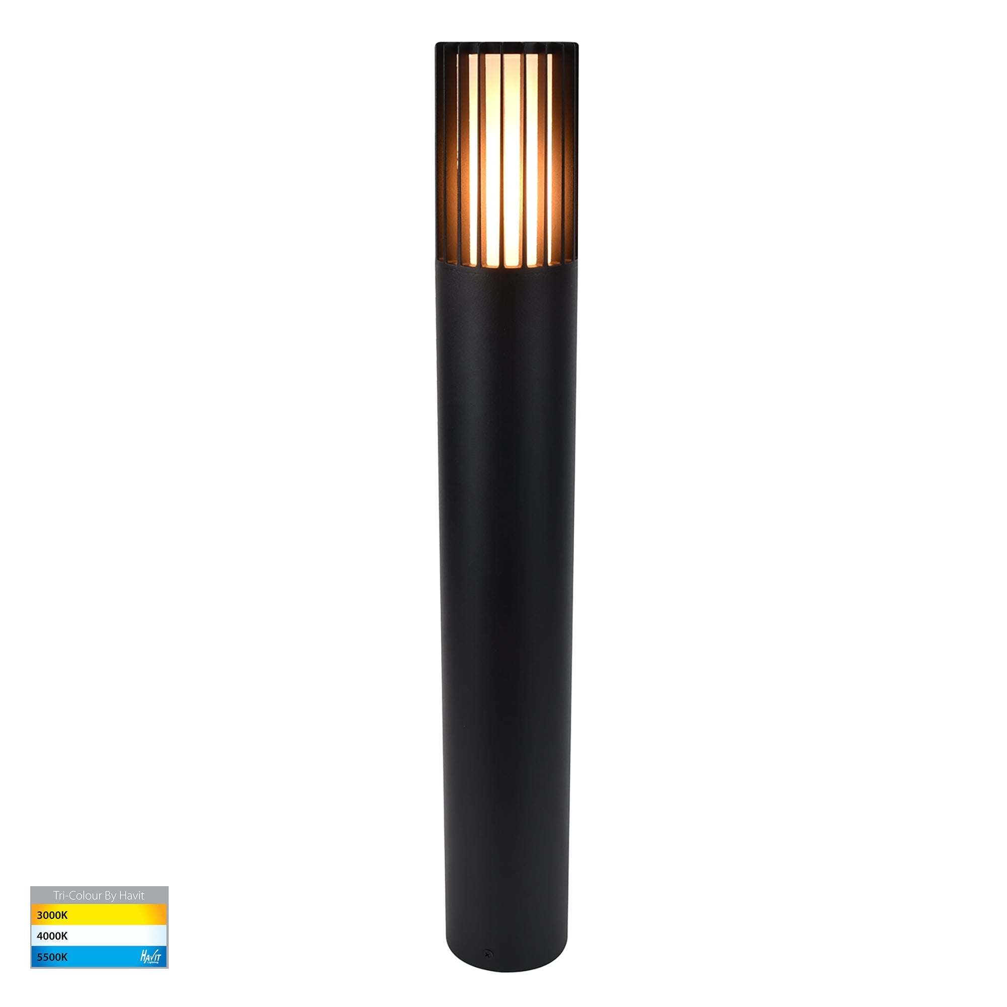 HV1693T-BLK-240V - Tenac Aluminium Black Tri Colour LED Bollard Light