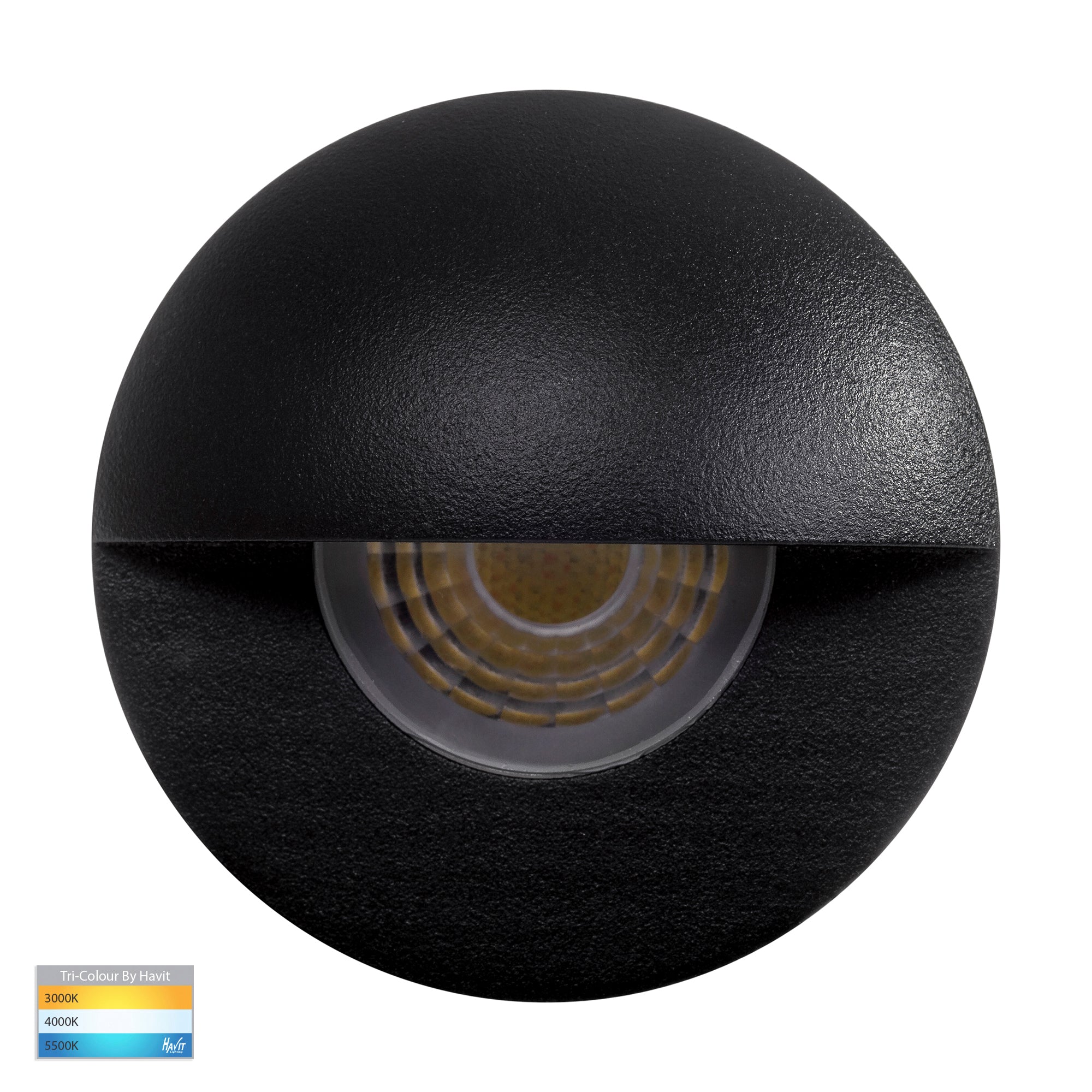 HV2884T-BLK-12V - Elite Black Aluminium LED Wall or Step Light with Eyelid