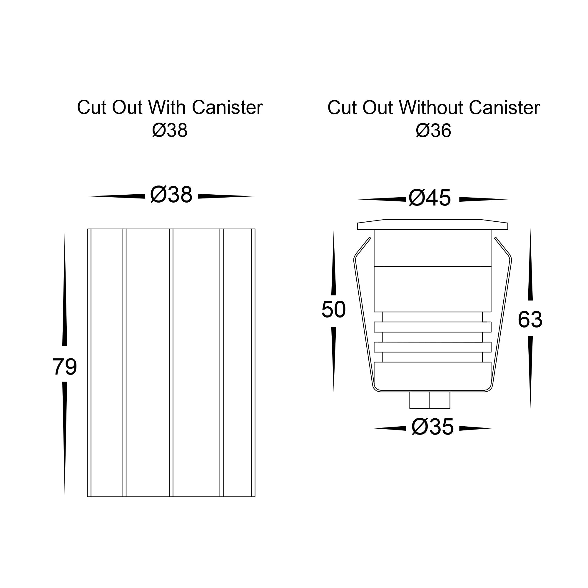 HV2893T-BLK-12V - Dek Black 316 Stainless Steel LED Deck or Inground Light