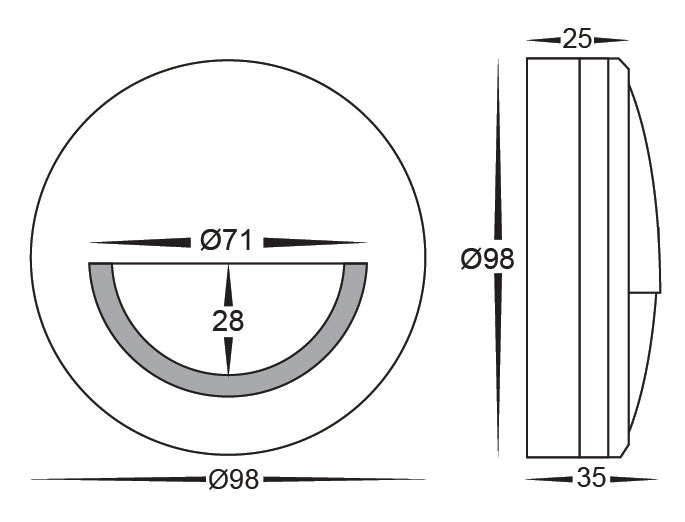 HV2961T-BLK-12V | HV2961T-BLK-240V - Nava Black LED Step Light with Eyelid
