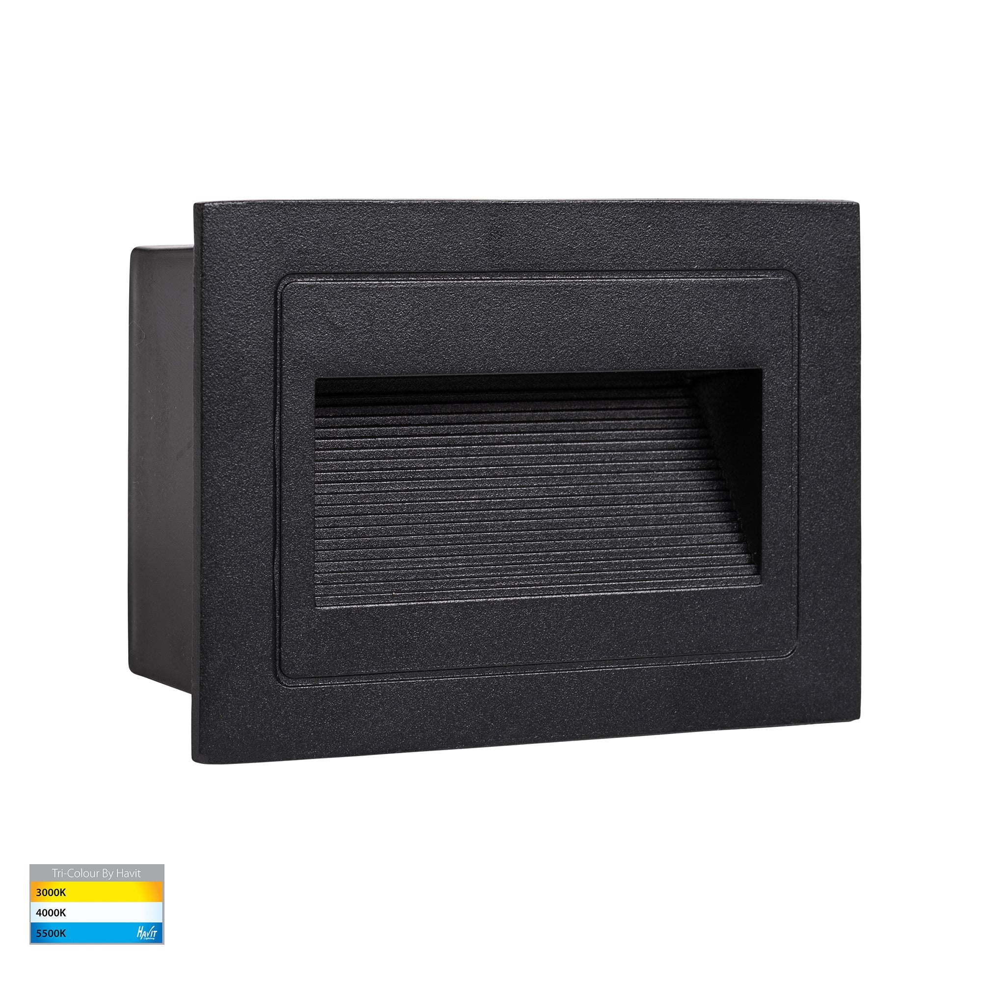 HV3113T-BLK-240V | HV3113T-BLK-12V - Trin Black Rectangular Recessed LED Step Light