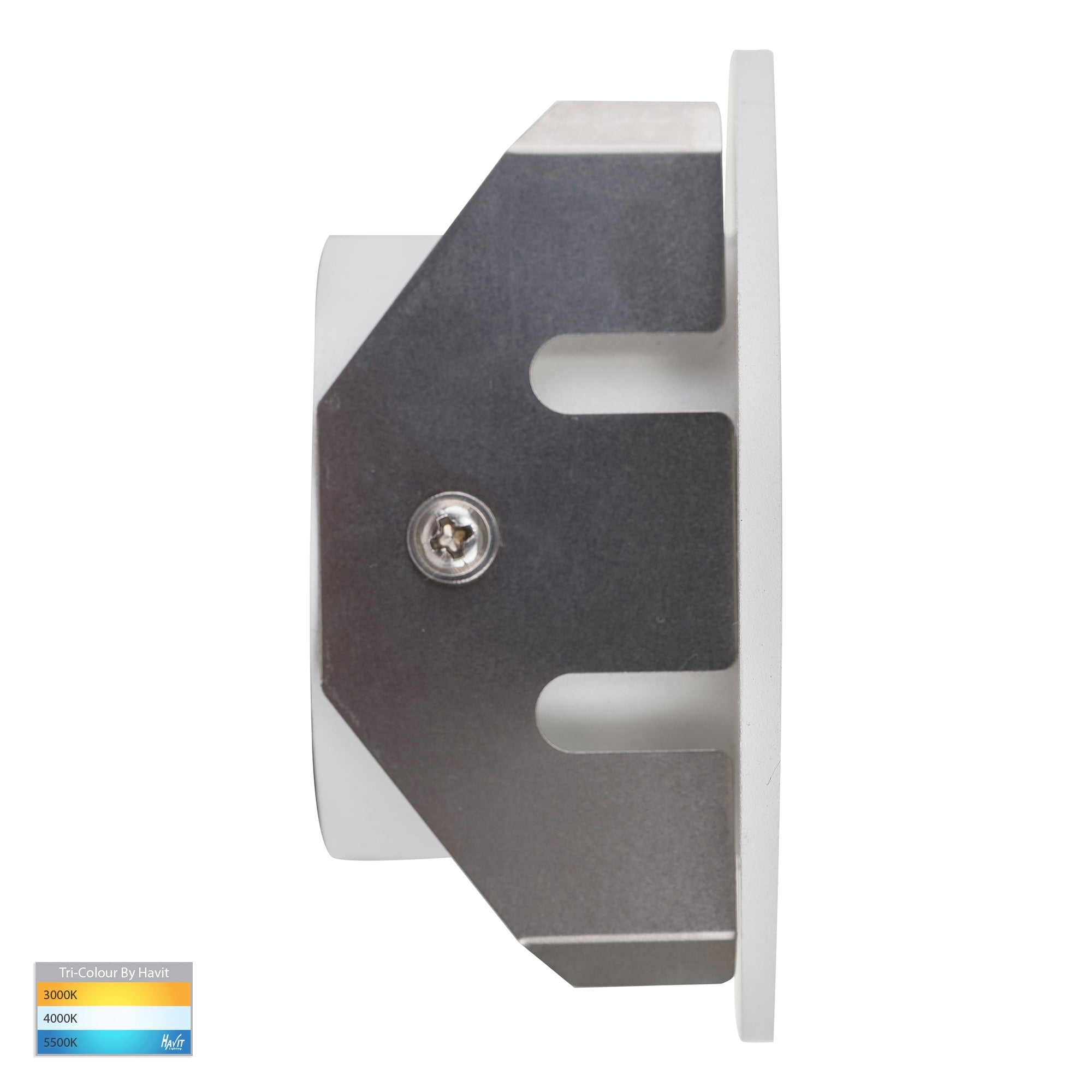 HV3205T-WHT-12V - Reces White Round TRI Colour Recessed LED Step Light
