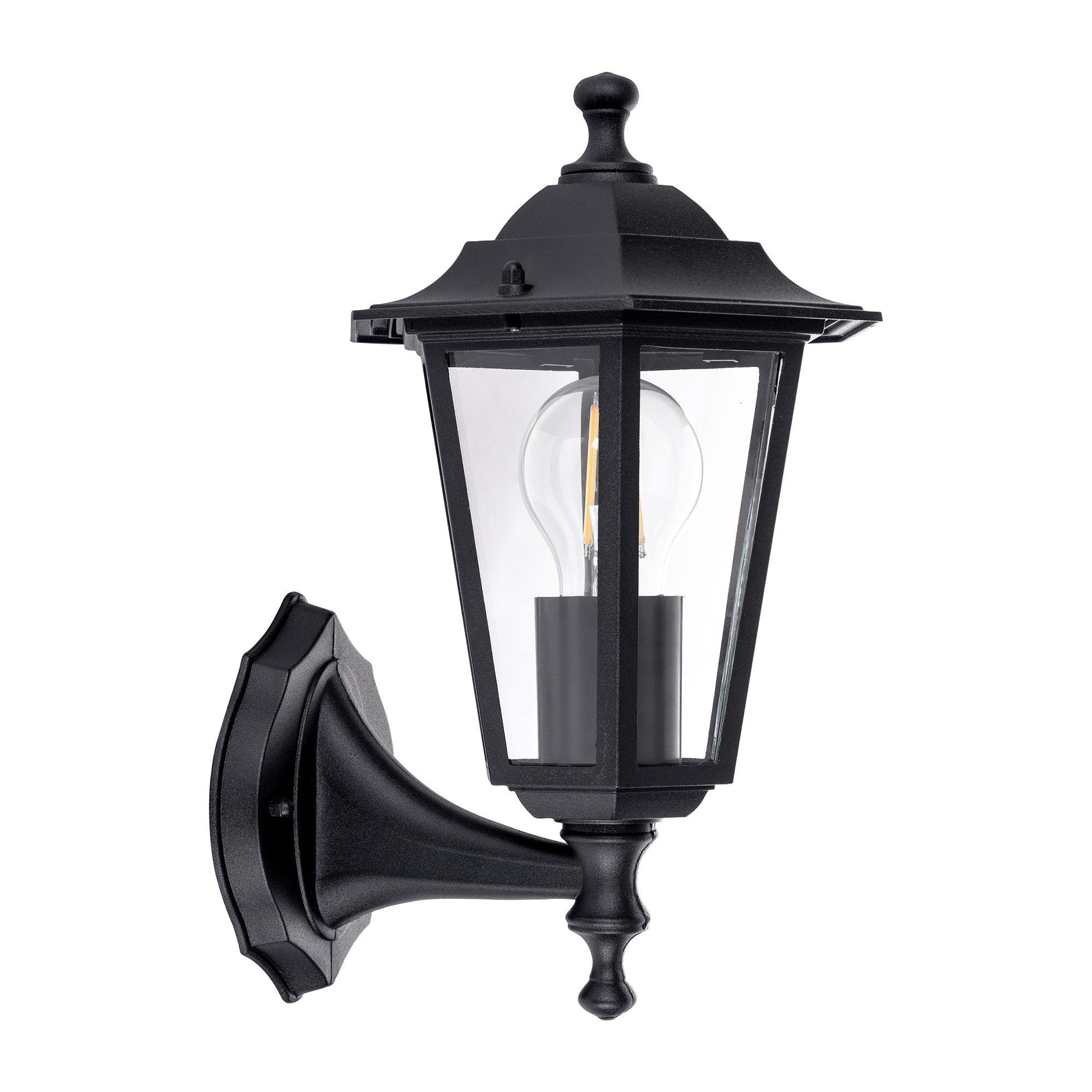 HV3552W-BLK - Fibra Aluminium Black 6 Panel Coach Wall Light