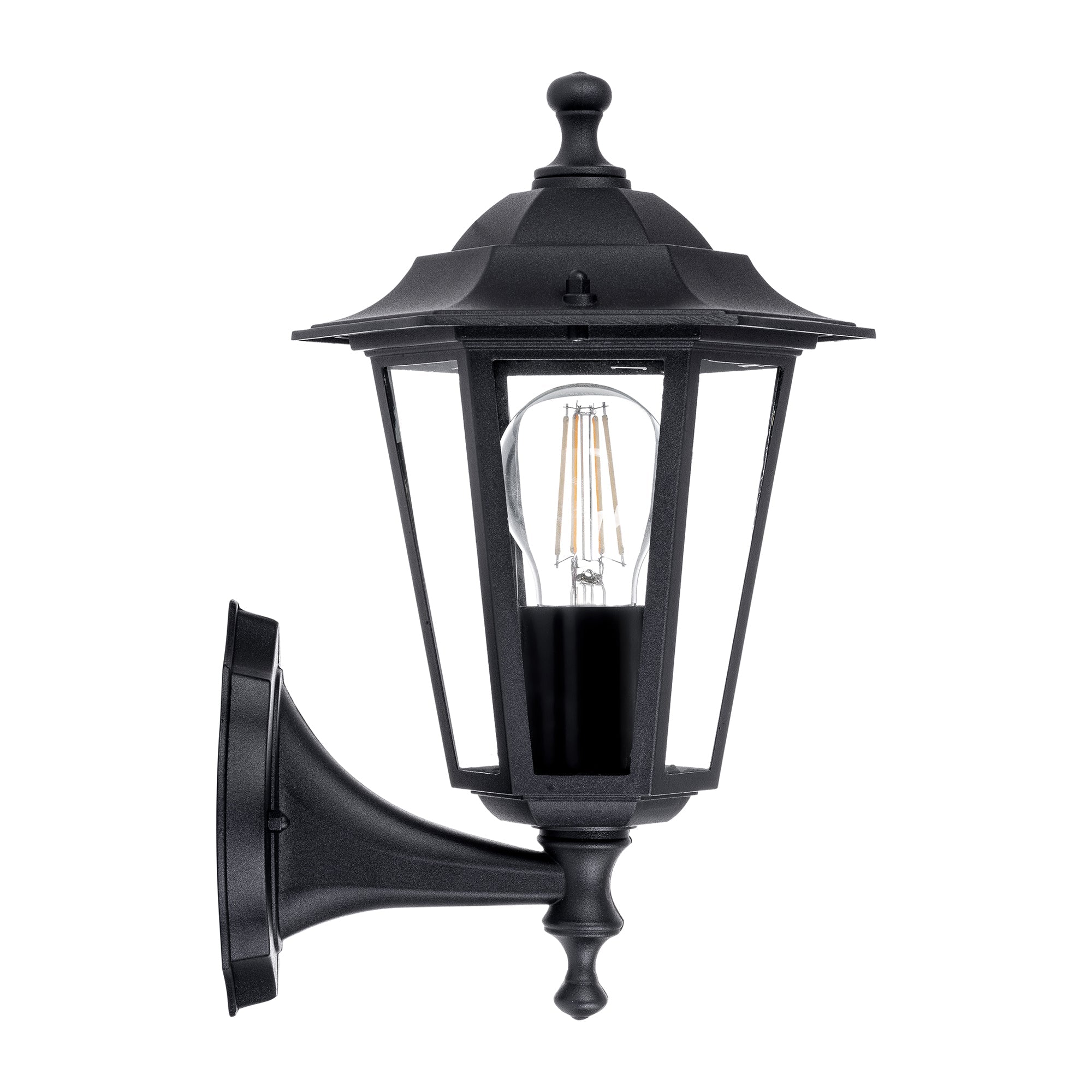 HV3552W-BLK - Fibra Aluminium Black 6 Panel Coach Wall Light