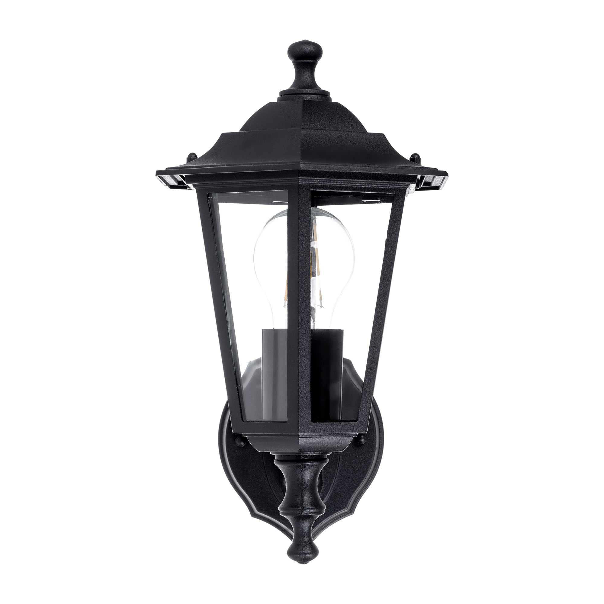 HV3552W-BLK - Fibra Aluminium Black 6 Panel Coach Wall Light
