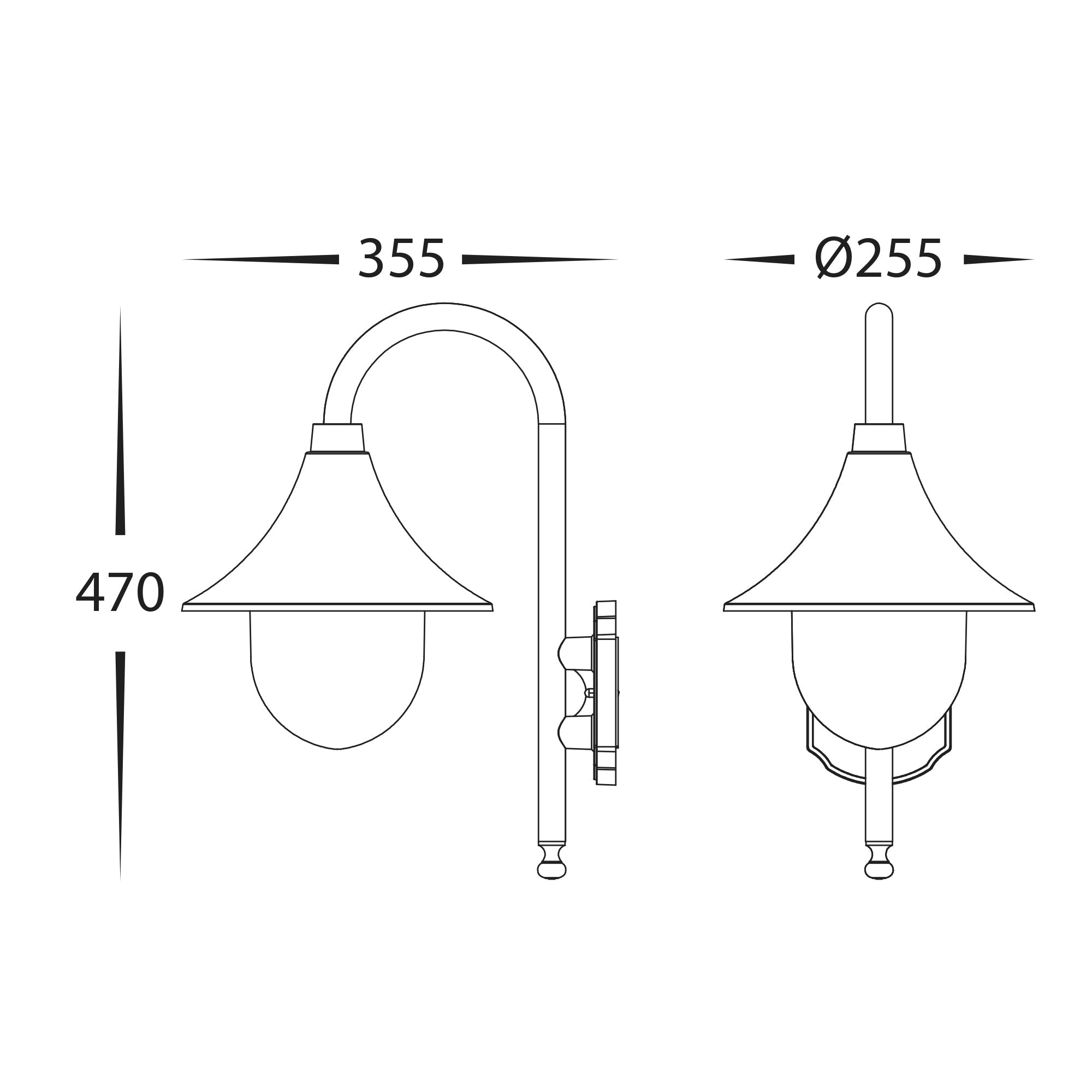 HV3554W-BLK - Hove Aluminium Black Coach Wall Light