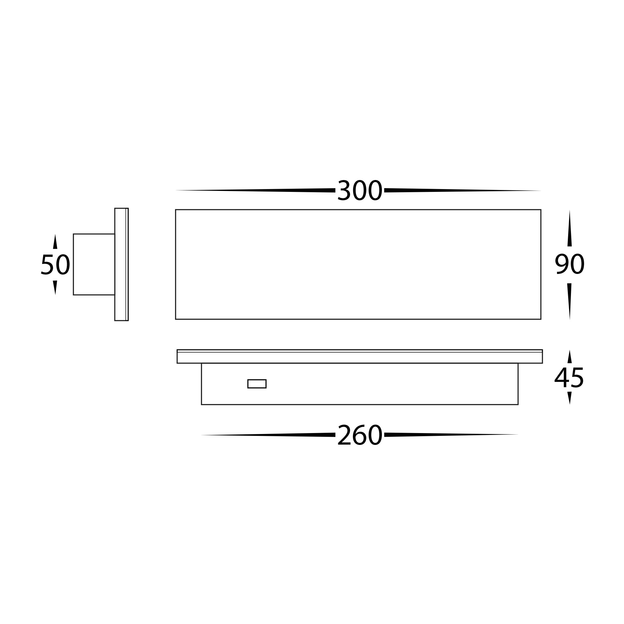 HV3571T-WHT - Barline Shadow Aluminium White 300mm Wall Light