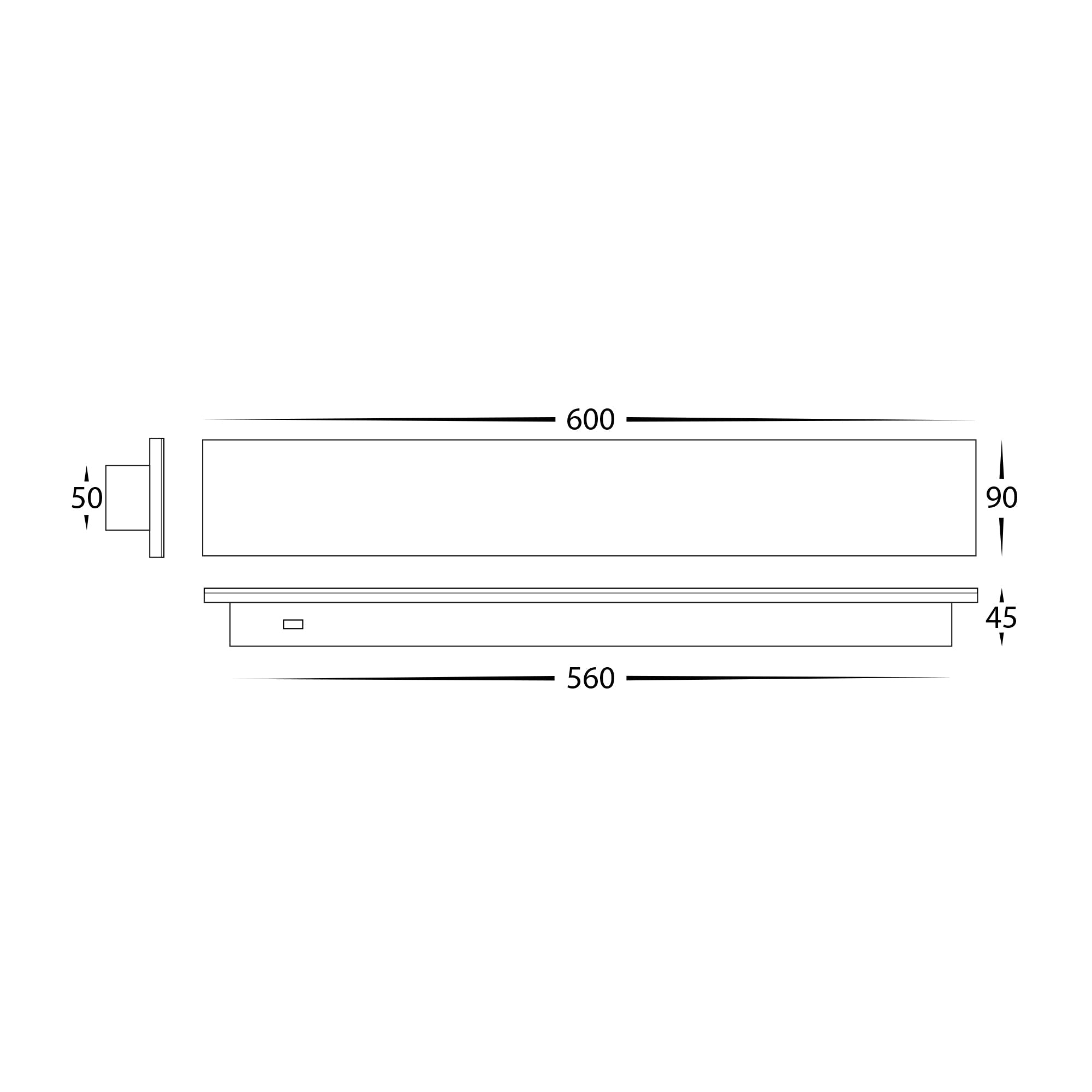 HV3572T-BLK - Barline Shadow Aluminium Black 600mm Wall Light