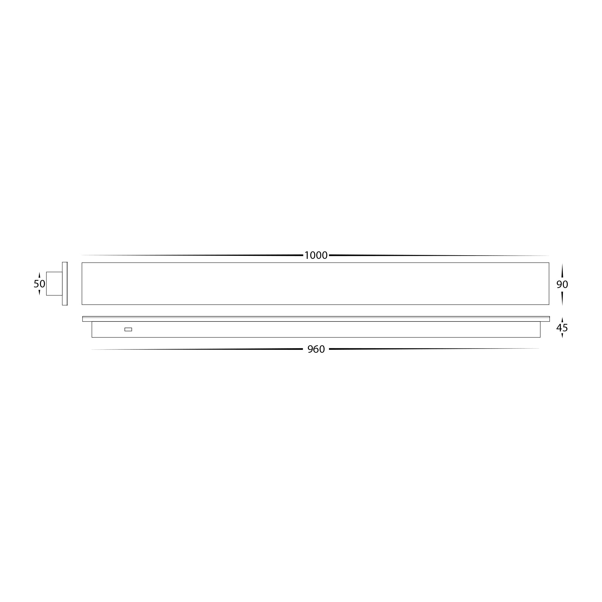 HV3574T-BLK - Barline Shadow Aluminium Black 1000mm Wall Light