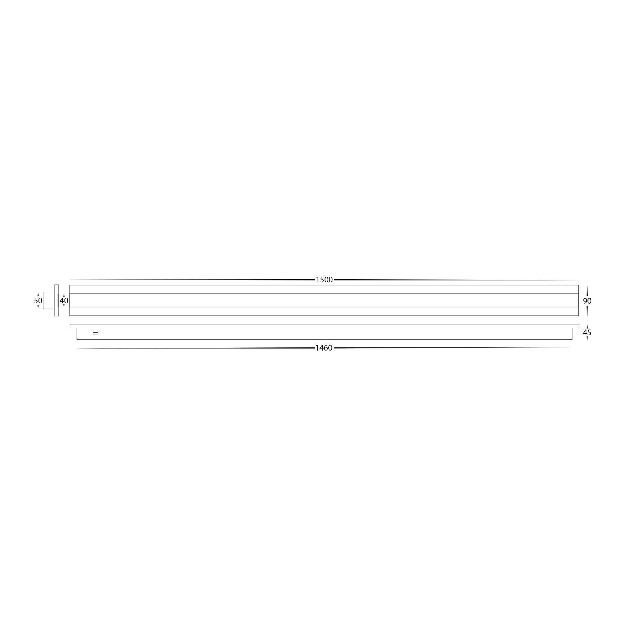 HV3586T-BLK - Barline Aluminium Black 1500mm Wall Light