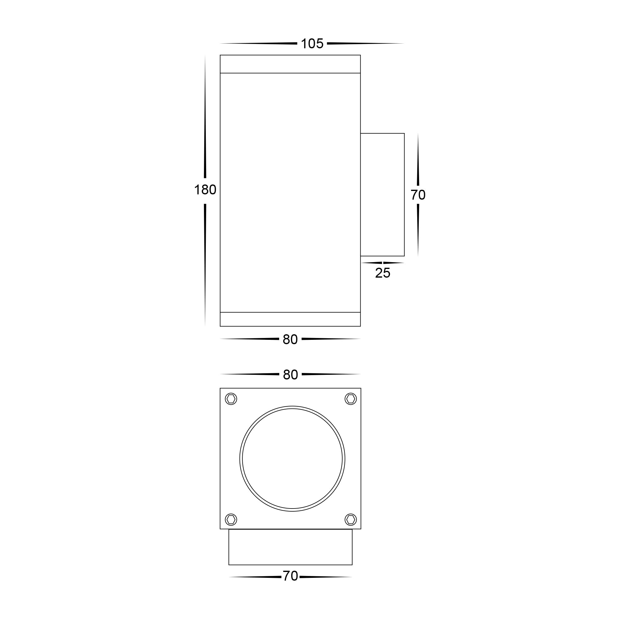 HV3624T-WHT - Quadru Square White TRI Colour Up & Down LED Wall Light