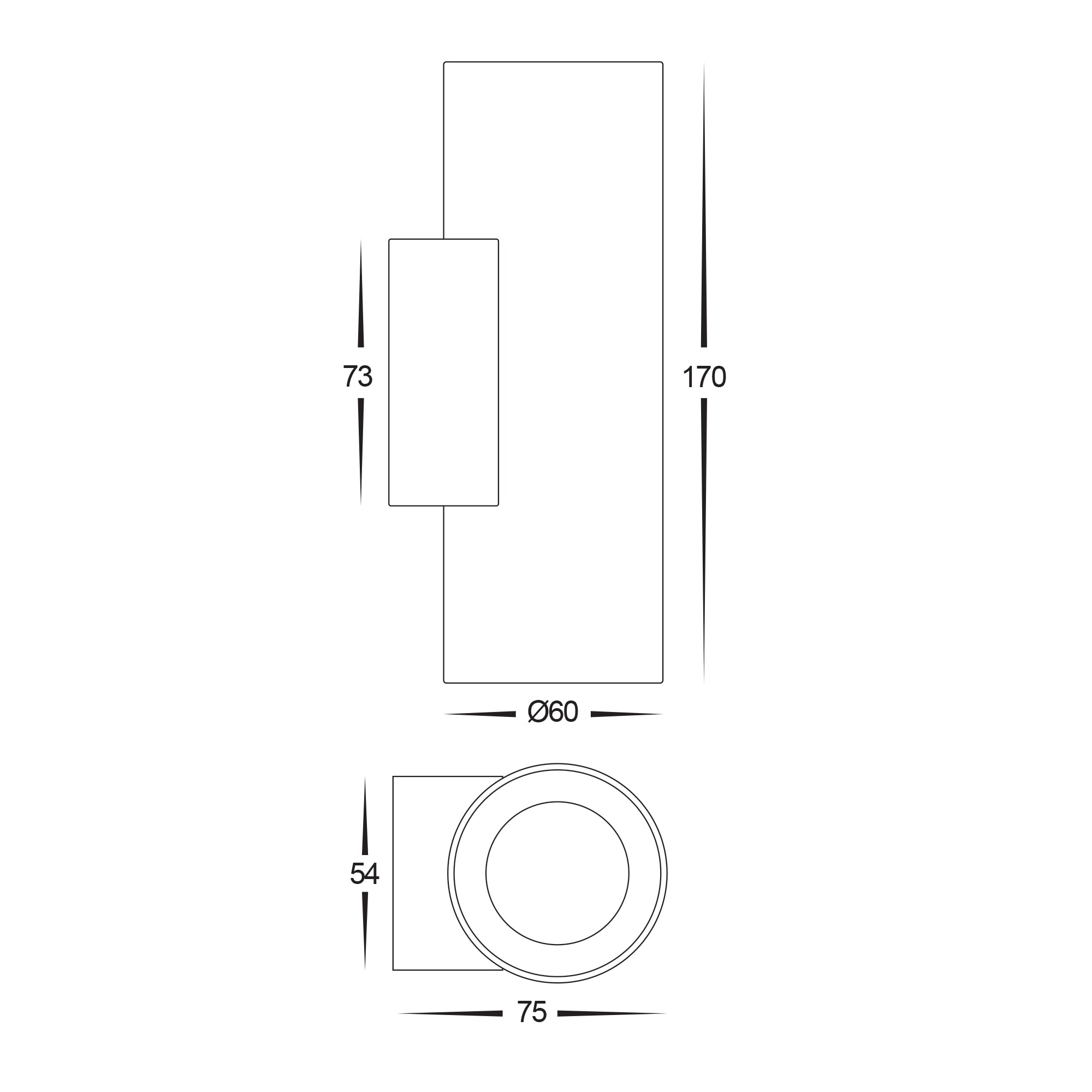 HV3626T-BLK- Aries 316 Stainless Steel Black Up & Down LED Wall Light