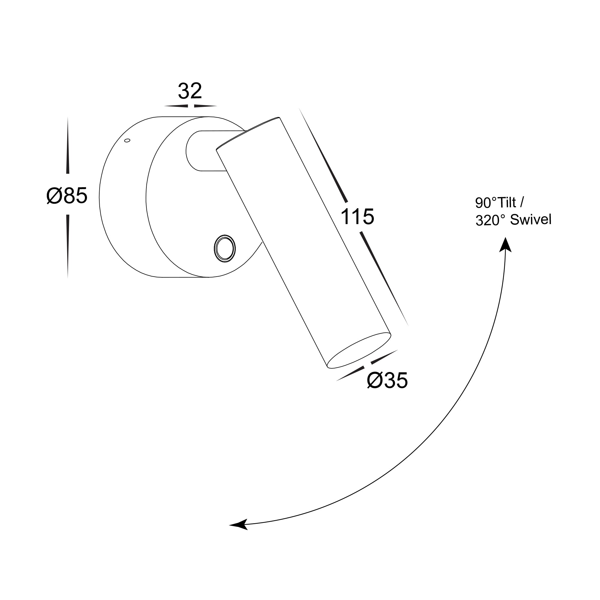 HV3689T-WHT - Lesen White Single Adjustable Wall Light