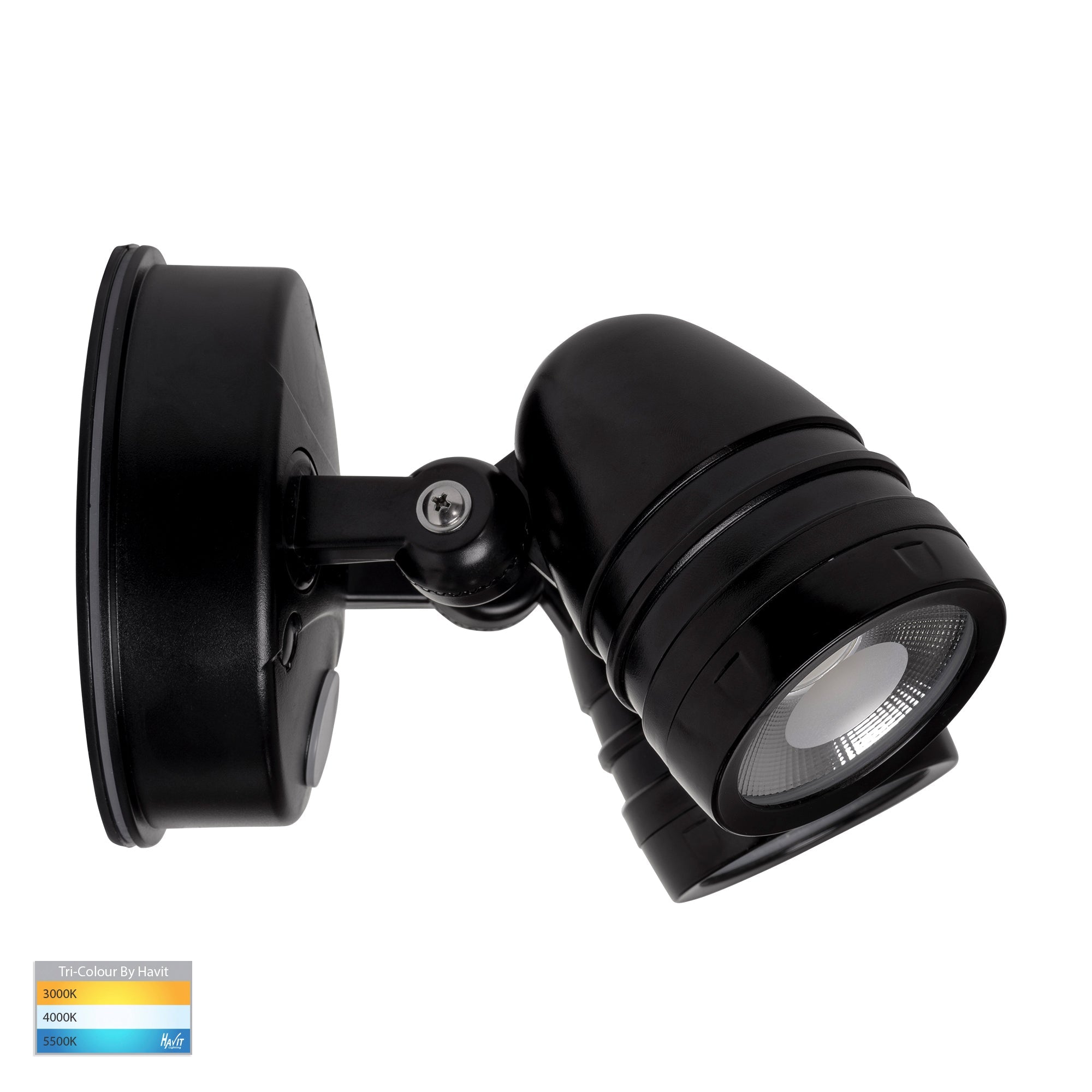 HV3794T-BLK - Focus Polycarbonate Black Double Adjustable Spot Light With Sensor