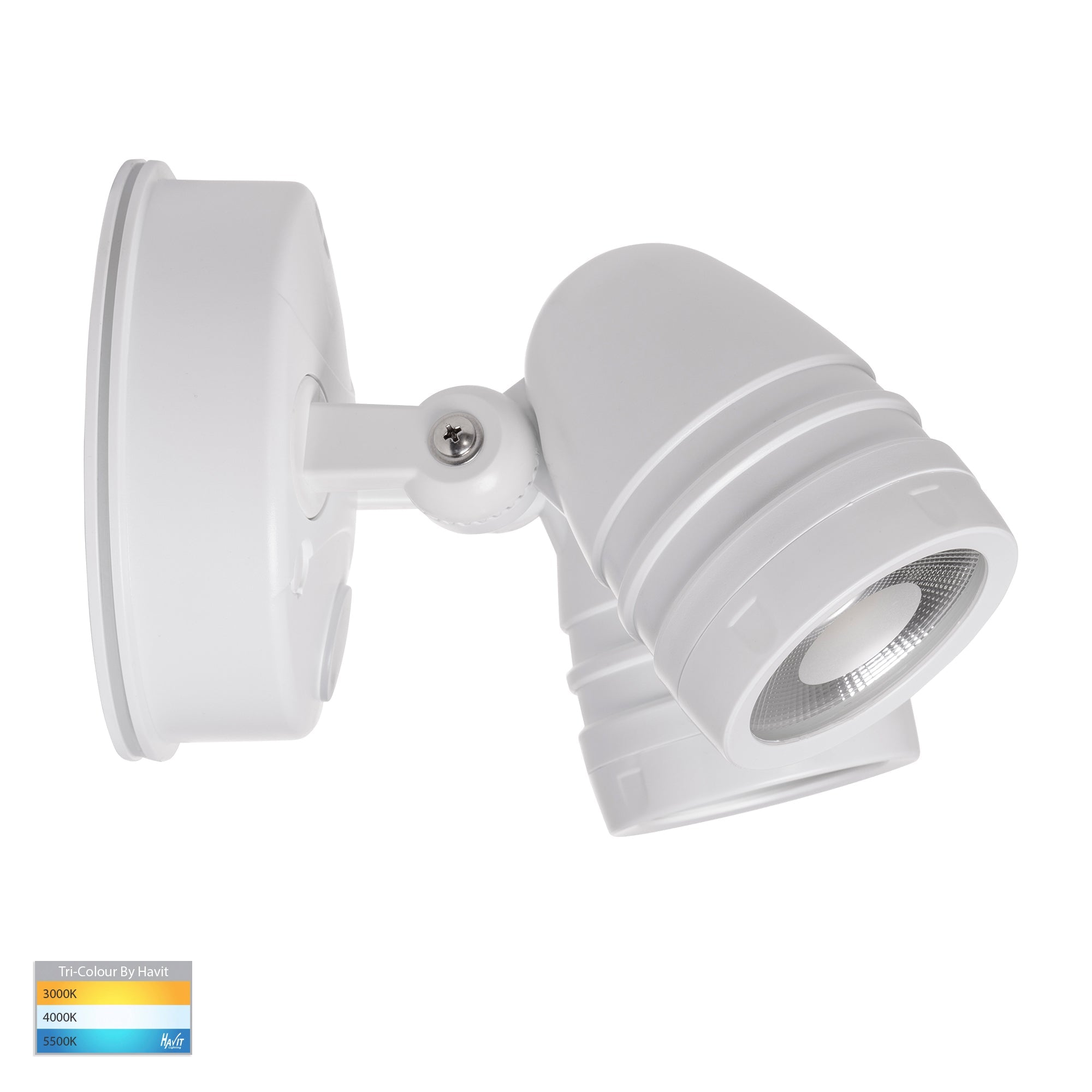 HV3794T-WHT - Focus Polycarbonate White Double Adjustable Spot Light With Sensor