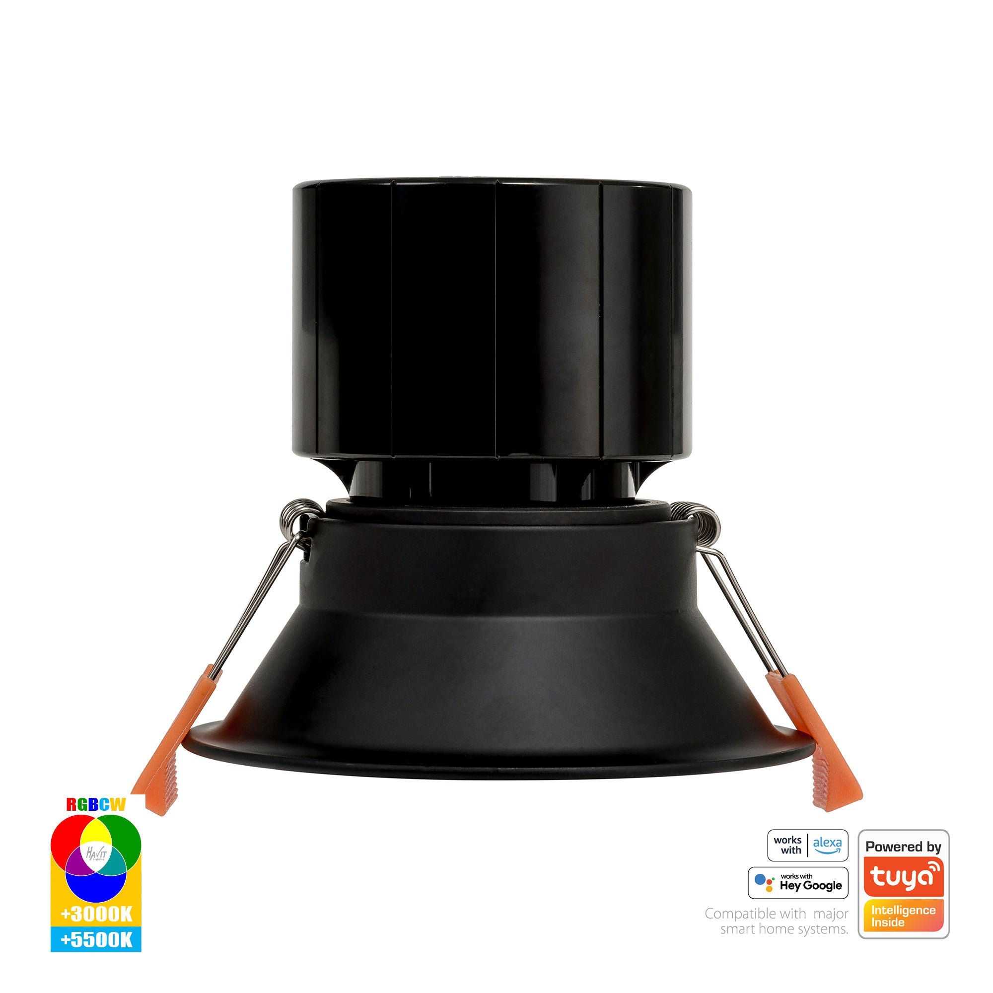 HV5514RGBCW-BLK - Prime Black Fixed Deep RGBCW WIFI LED Downlight