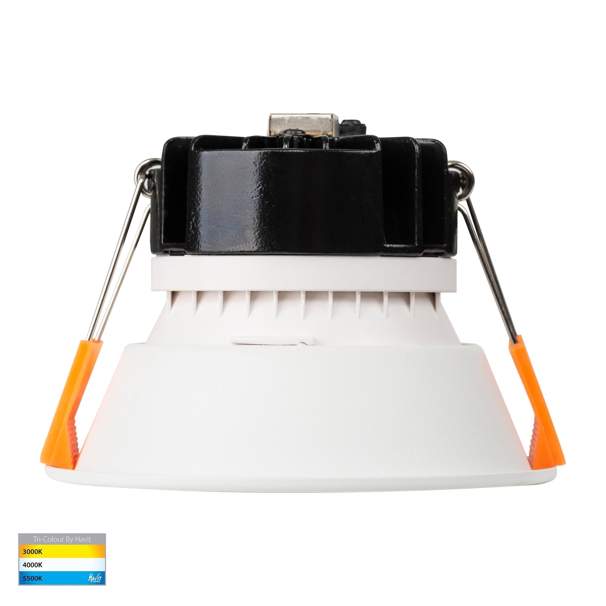 HV5528T-WG - Gleam White with Gold Insert Tri Colour Fixed Deep LED Downlight